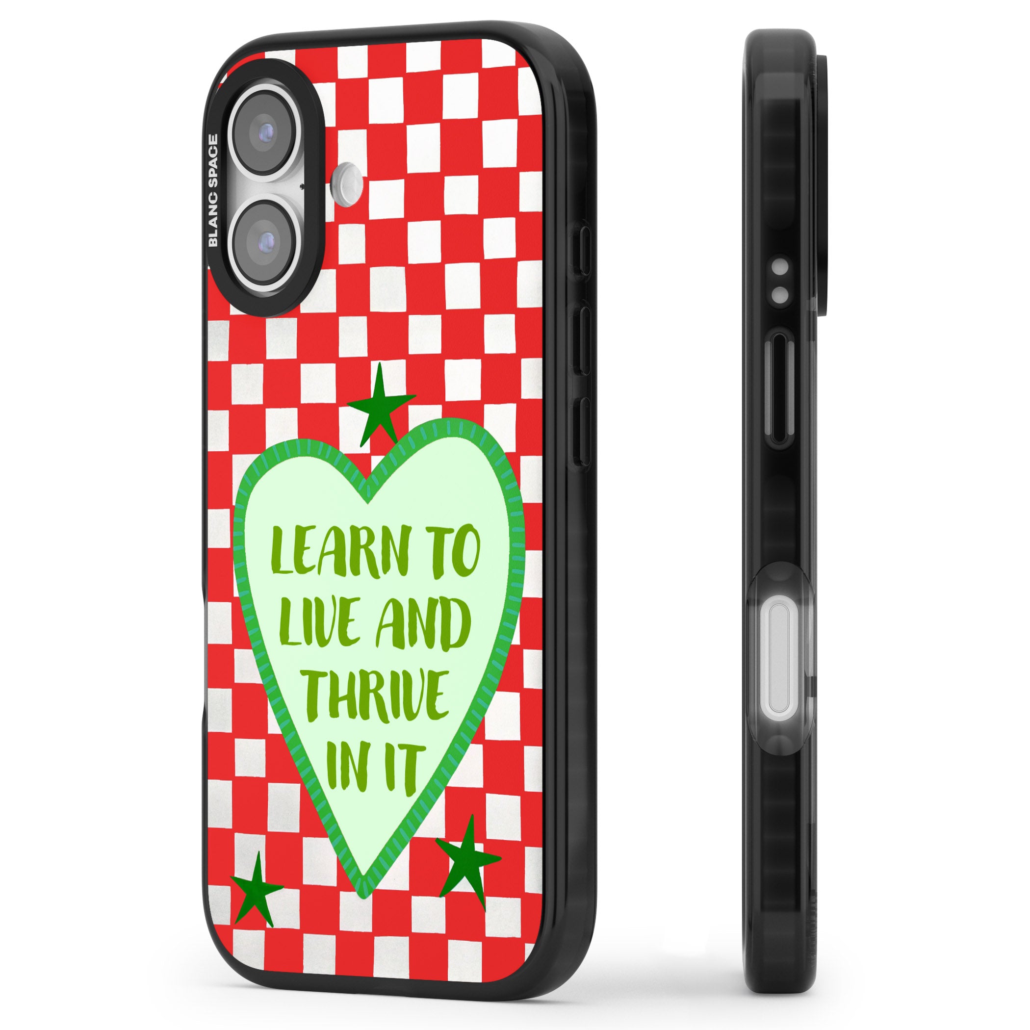 Learn To Live iPhone 17 Impact Black Phone Case Side Profile