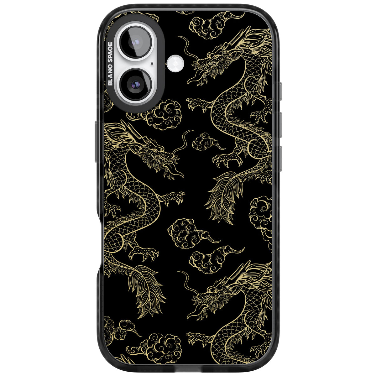 Golden Dynasty iPhone 16 / iPhone 16 Plus / iPhone 17 Impact Black Phone Case front