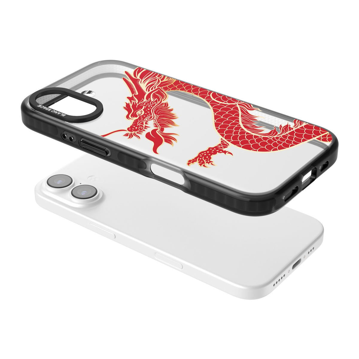 Red Dragon iPhone 16 / iPhone 16 Plus / iPhone 17 Impact Black Phone Case angled