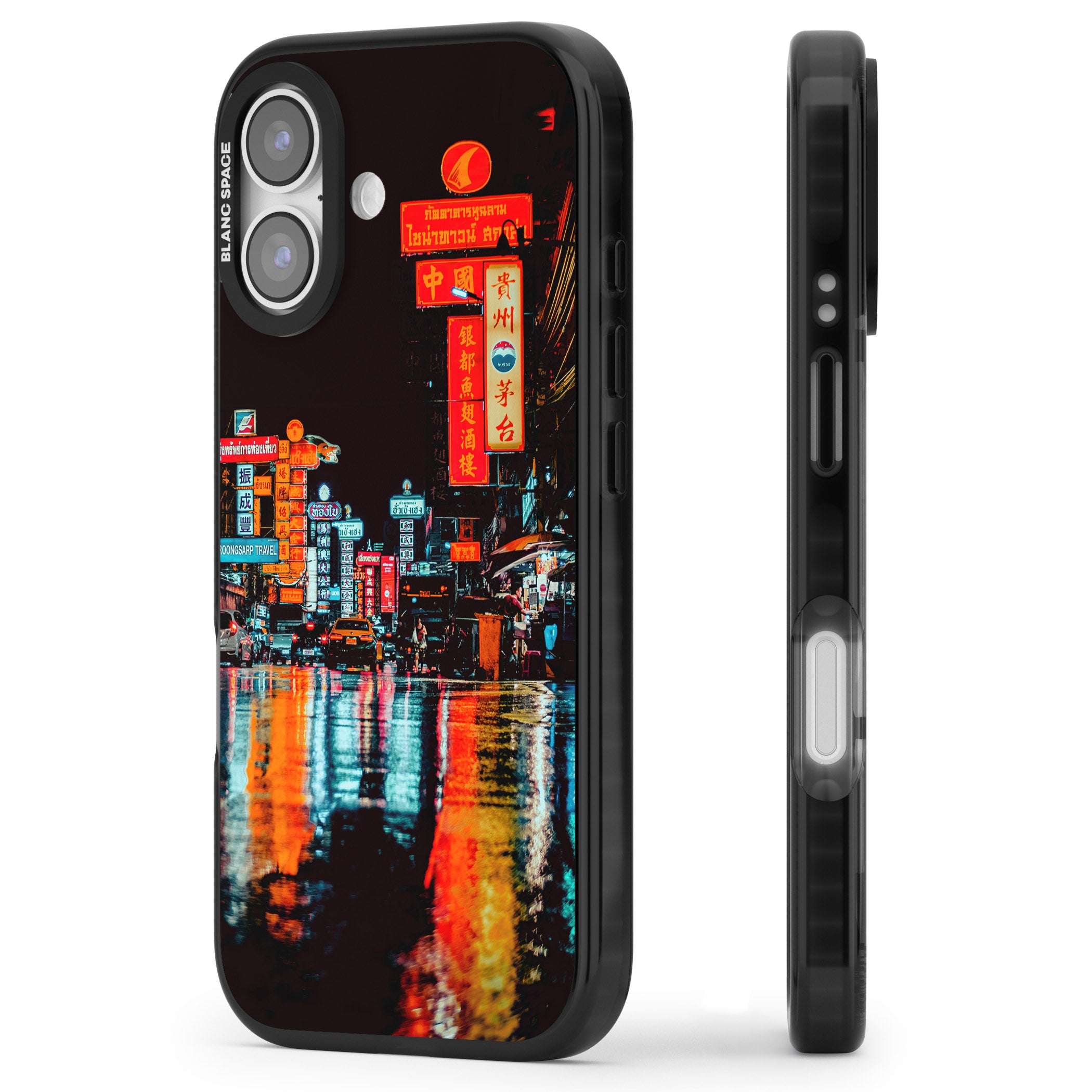 Neon City iPhone 17 Impact Black Phone Case Side Profile