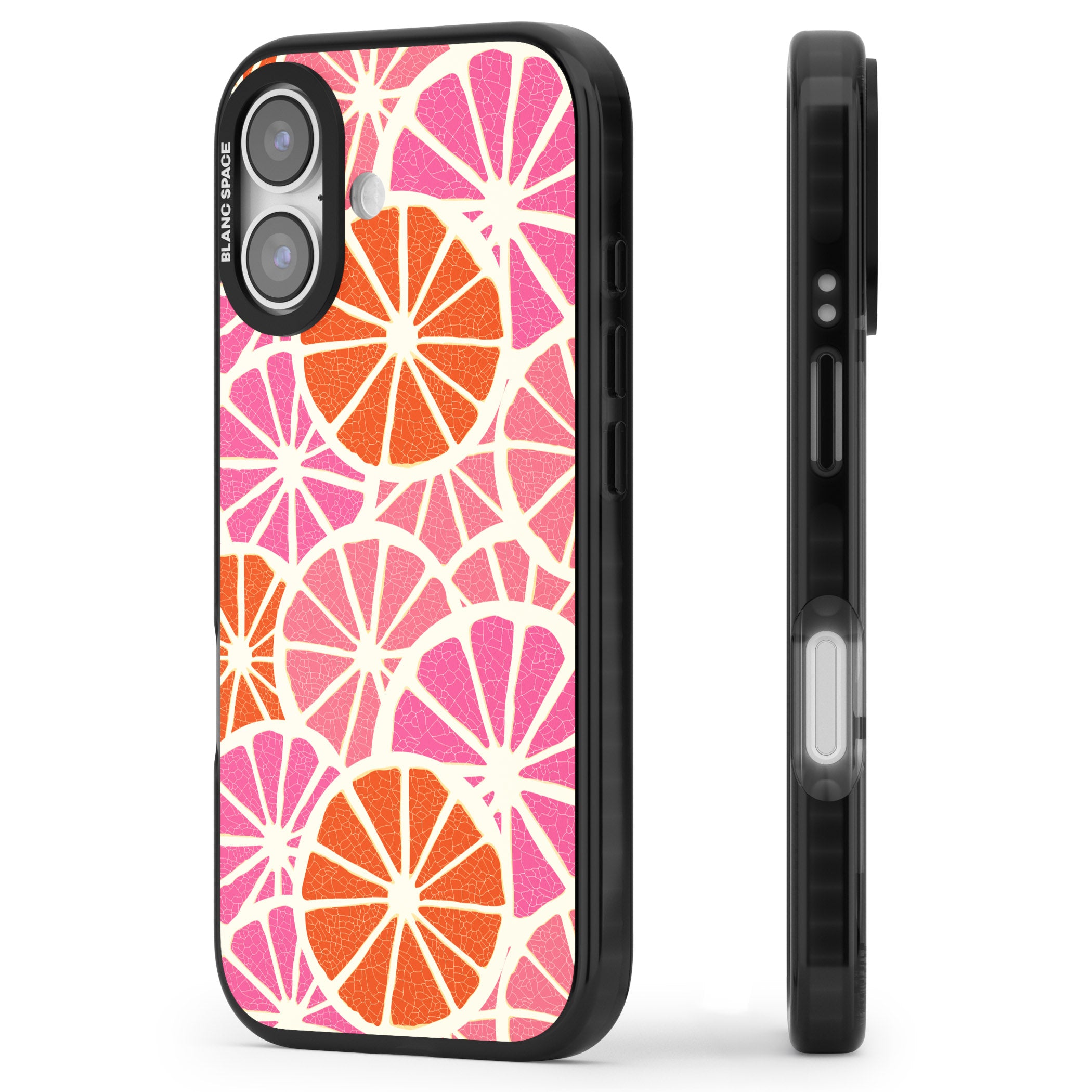 Citrus Slices iPhone 17 Impact Black Phone Case Side Profile