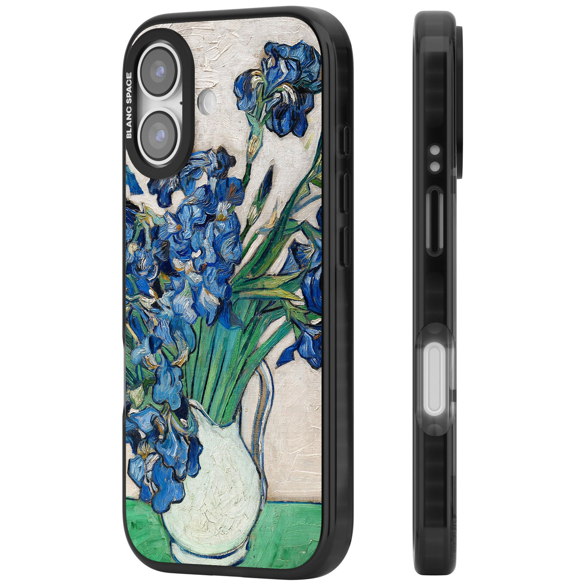 Irises By Vincent Van Gogh iPhone 16 / iPhone 16 Plus / iPhone 17 Impact Black Phone Case side
