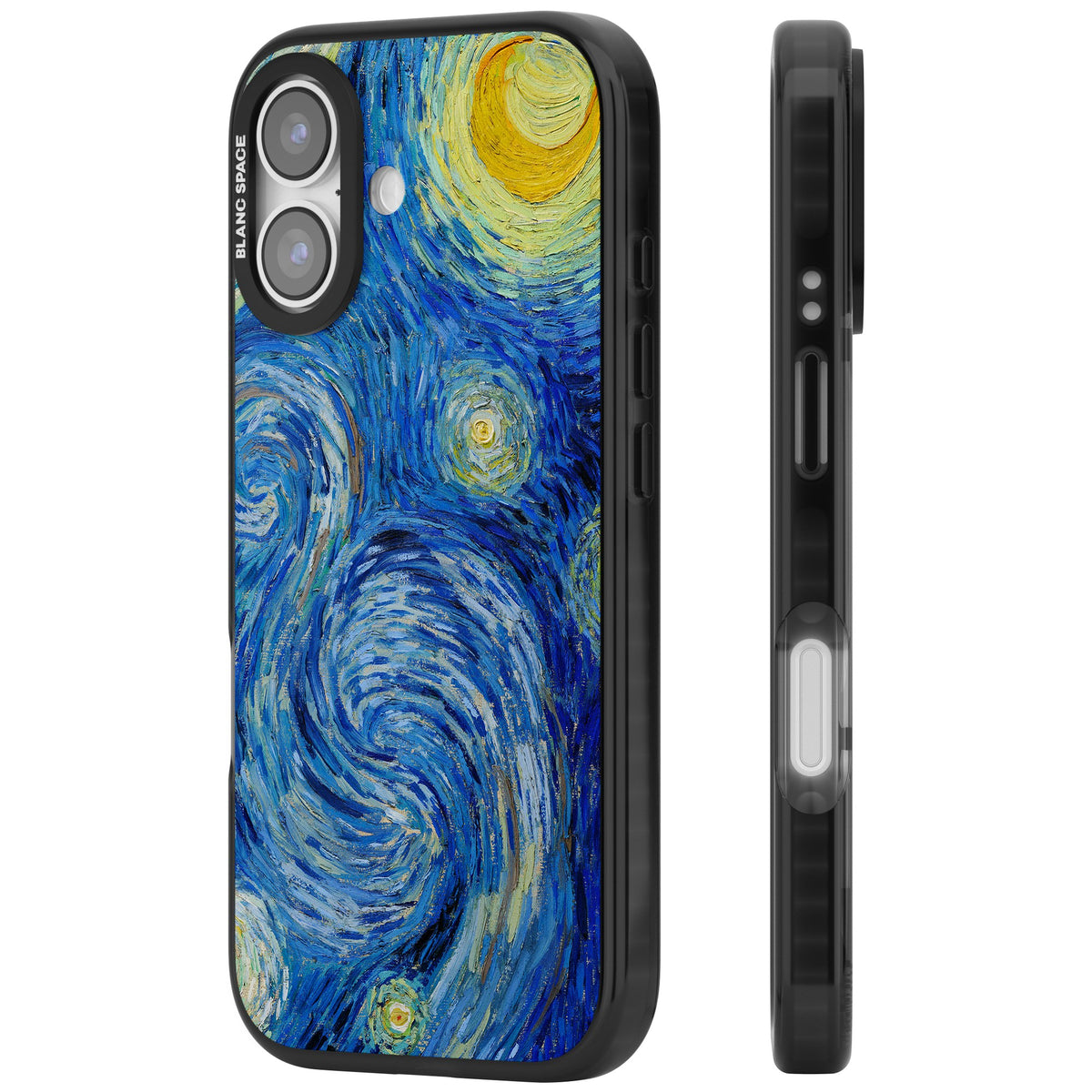 The Starry Night By Vincent Van Gogh iPhone 16 / iPhone 16 Plus / iPhone 17 Impact Black Phone Case side