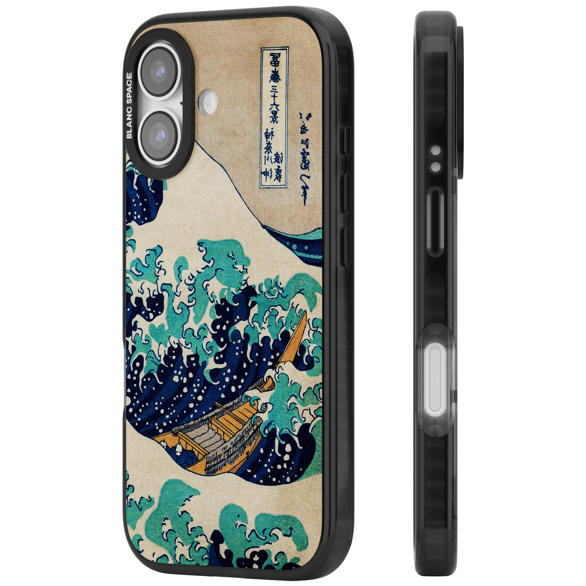 The Great Wave By Katsushika Hokusai iPhone 16 / iPhone 16 Plus / iPhone 17 Impact Black Phone Case side