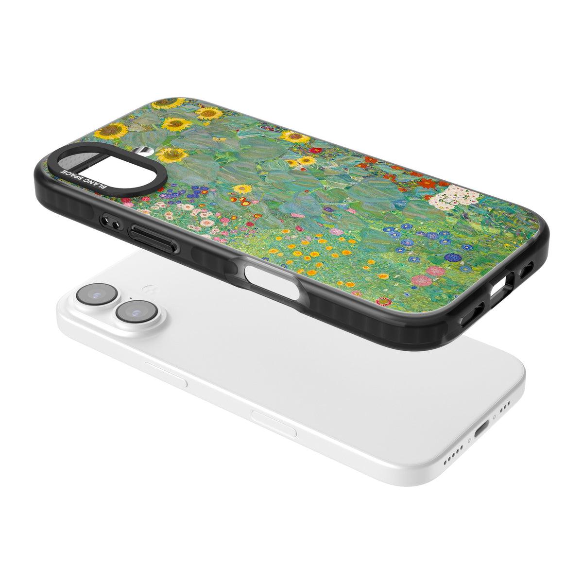 Farm Garden With Sunflowers iPhone 16 / iPhone 16 Plus / iPhone 17 Impact Black Phone Case angled