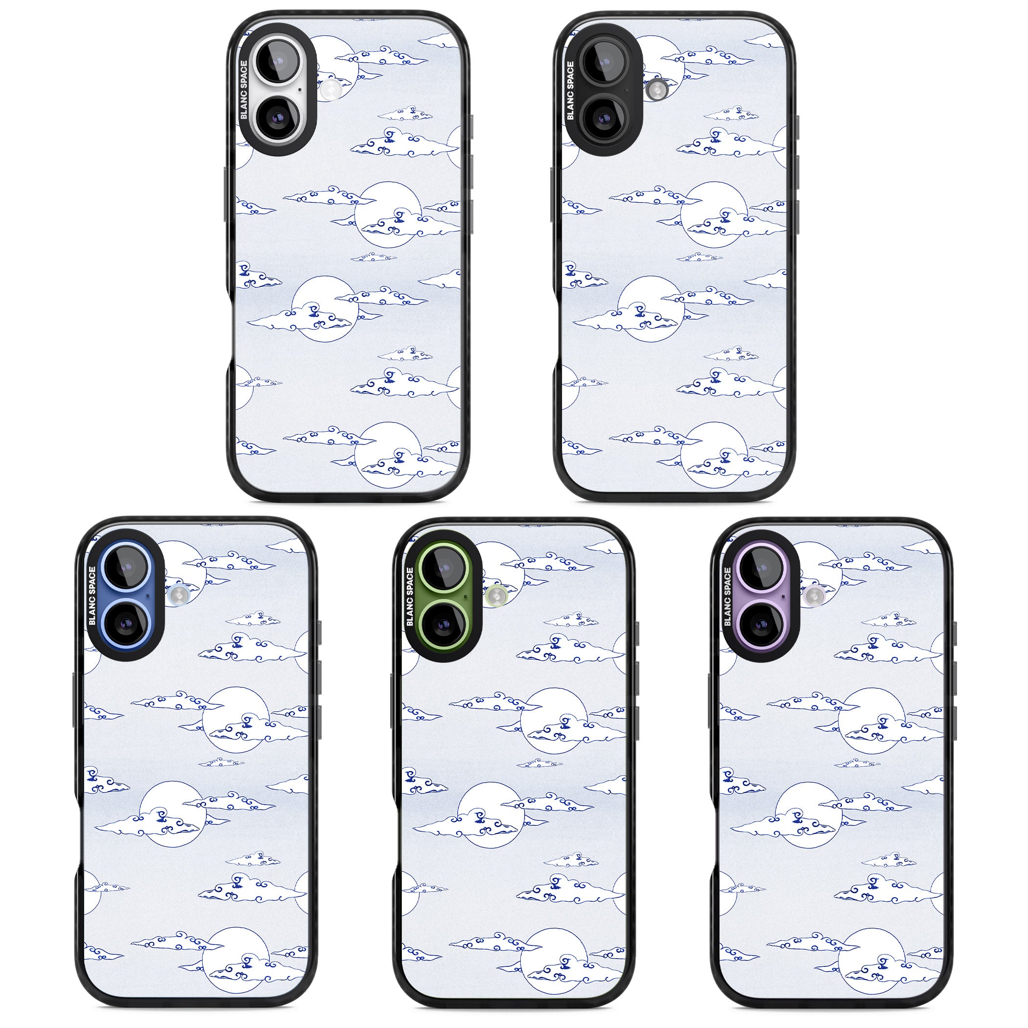 Moon & Clouds iPhone 17 Impact Black Phone Case APT Impact Protection