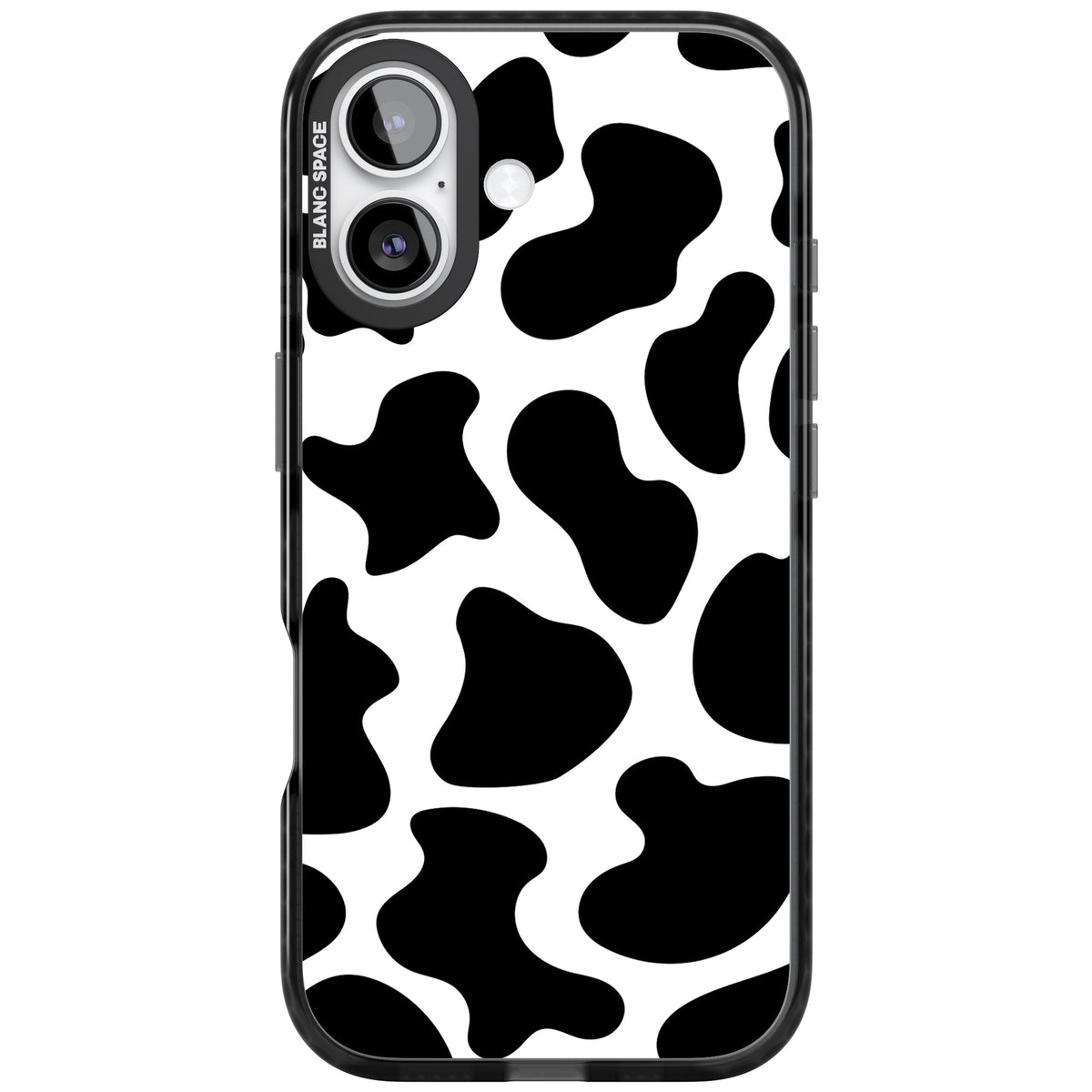 Cow Print iPhone 16 / iPhone 16 Plus / iPhone 17 Impact Black Phone Case front