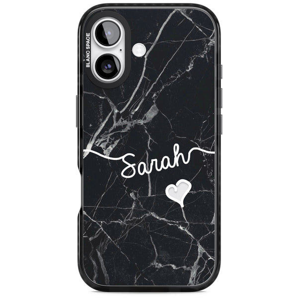 Personalised Black Marble Heart