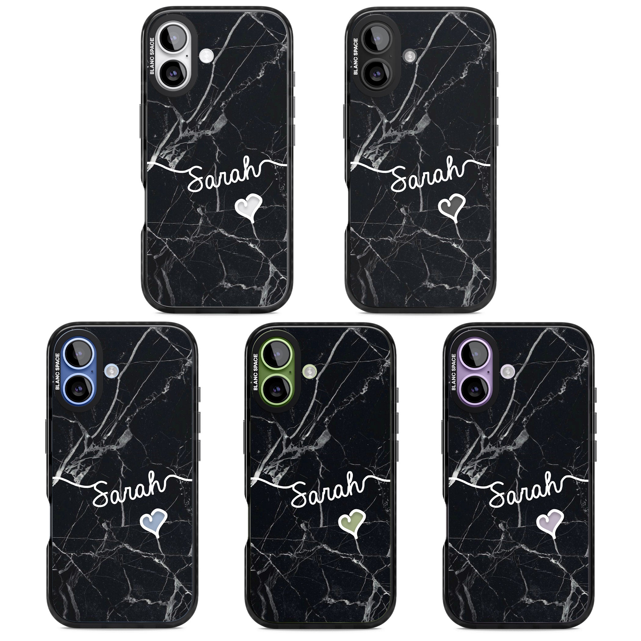 Personalised Black Marble Heart iPhone 17 Impact Black Phone Case APT Impact Protection