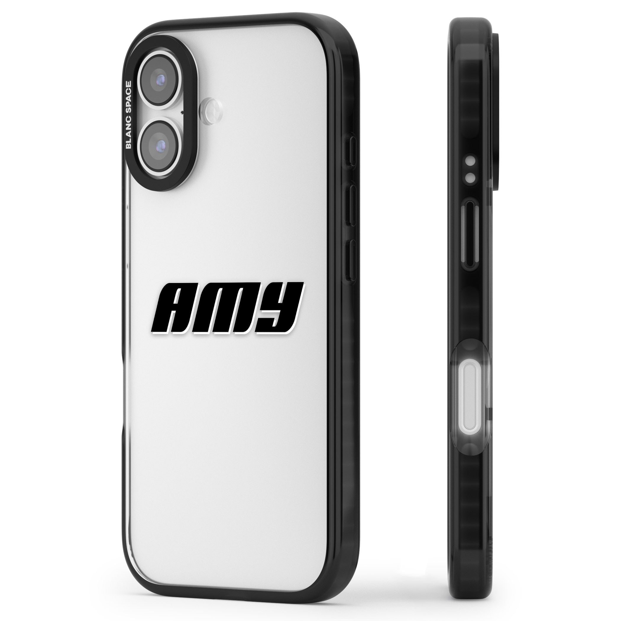 Personalised Bold Name iPhone 17 Impact Black Phone Case Side Profile