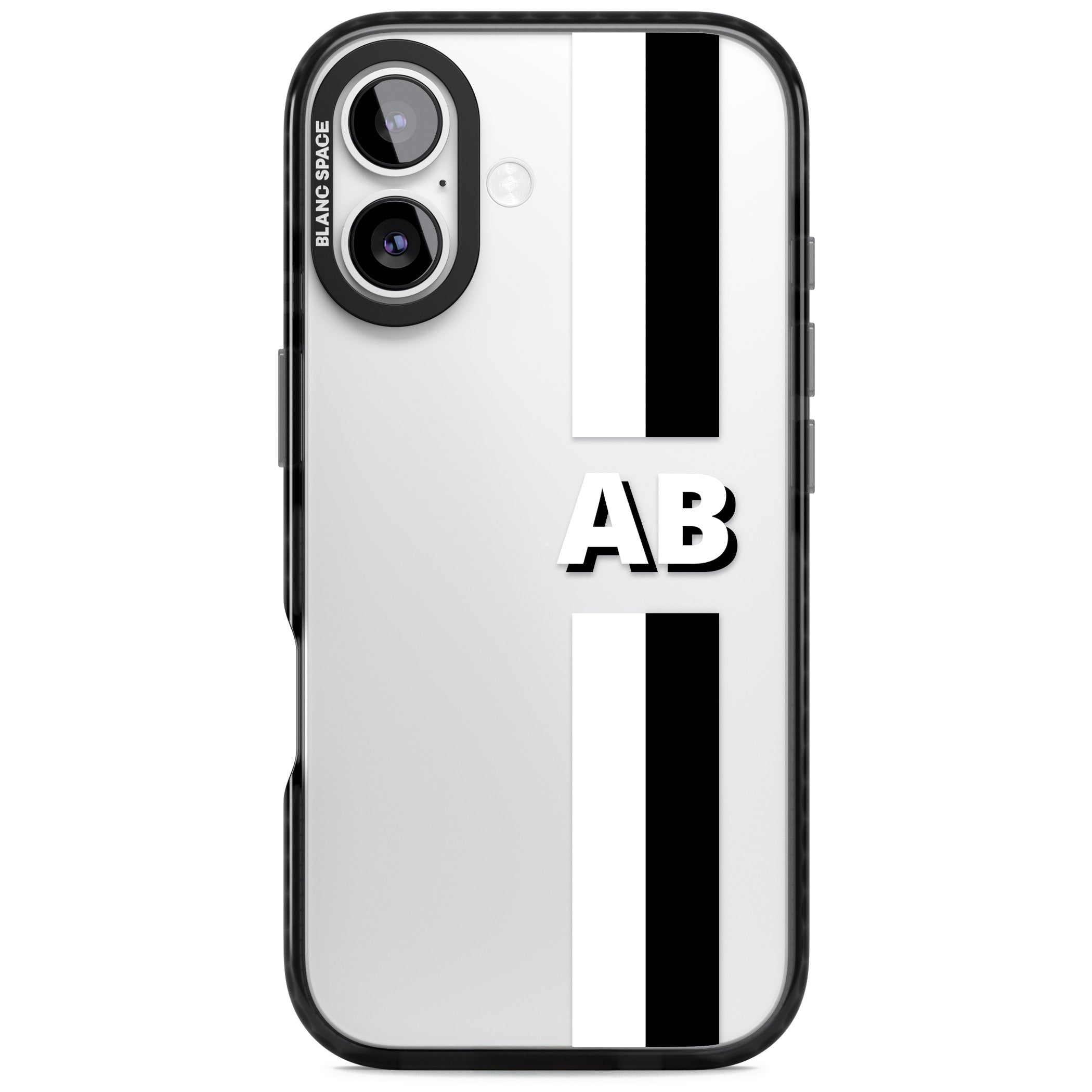Personalised Bold Two Stripe Name iPhone 17 Impact Black Phone Case