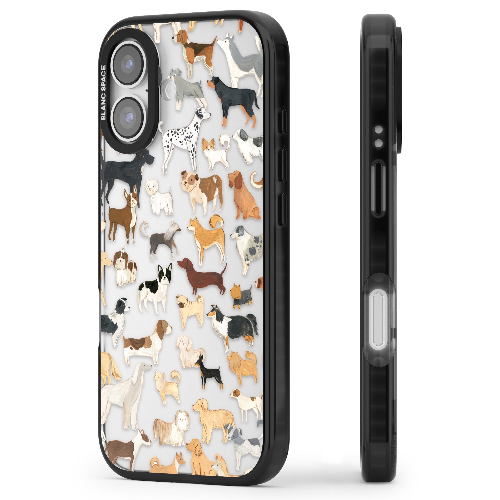 Hand Painted Dogs iPhone 17 Impact Black Phone Case Side Profile