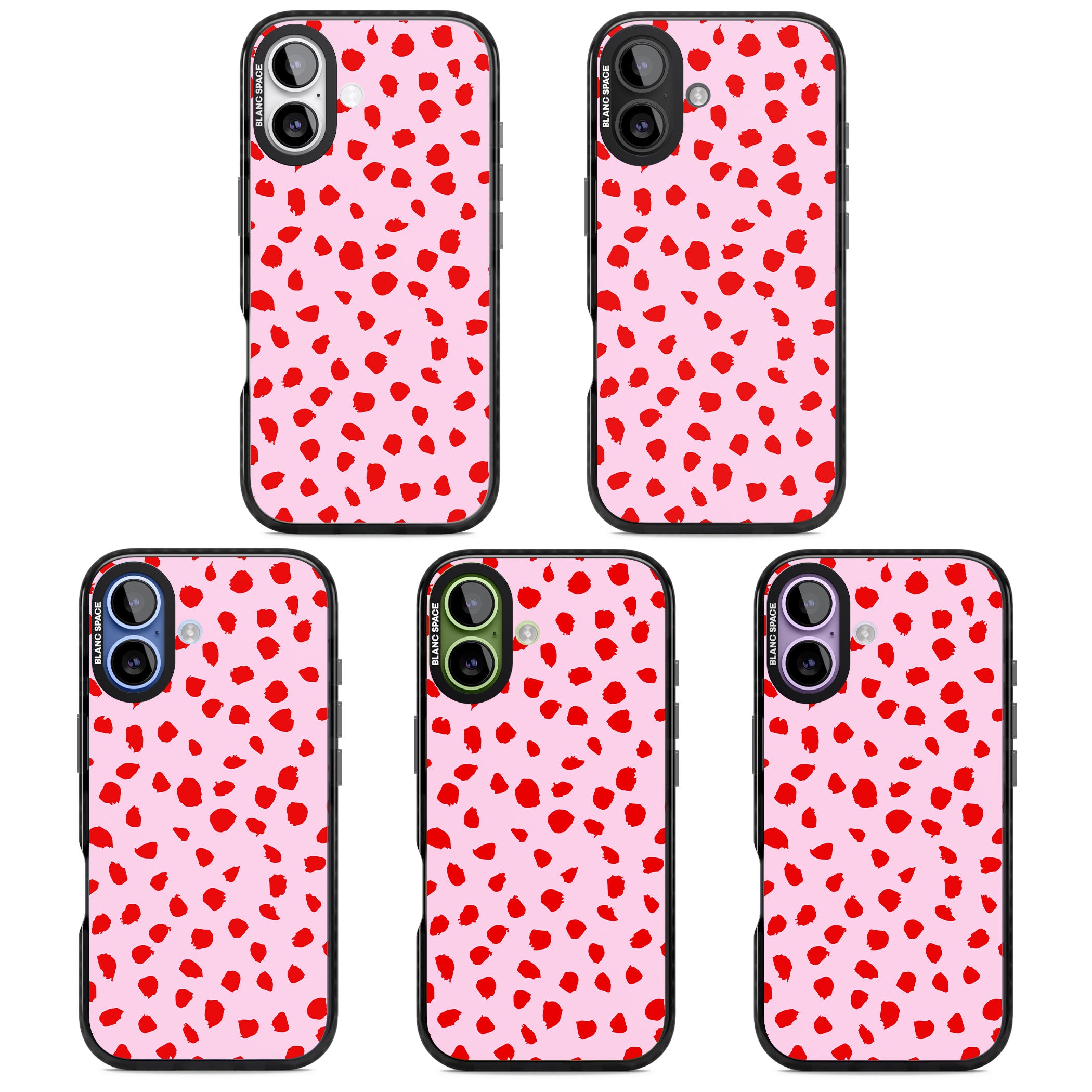 Red Polka Dot iPhone 17 Impact Black Phone Case APT Impact Protection