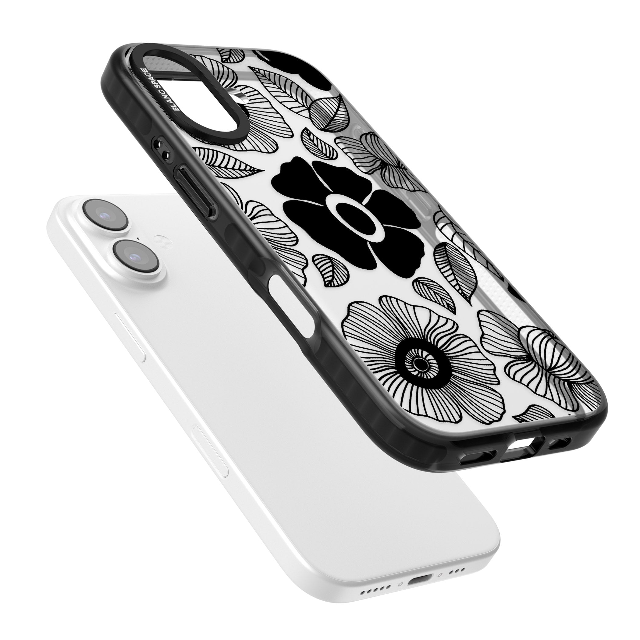 Black Flowers iPhone 17 Impact Black Phone Case Colours