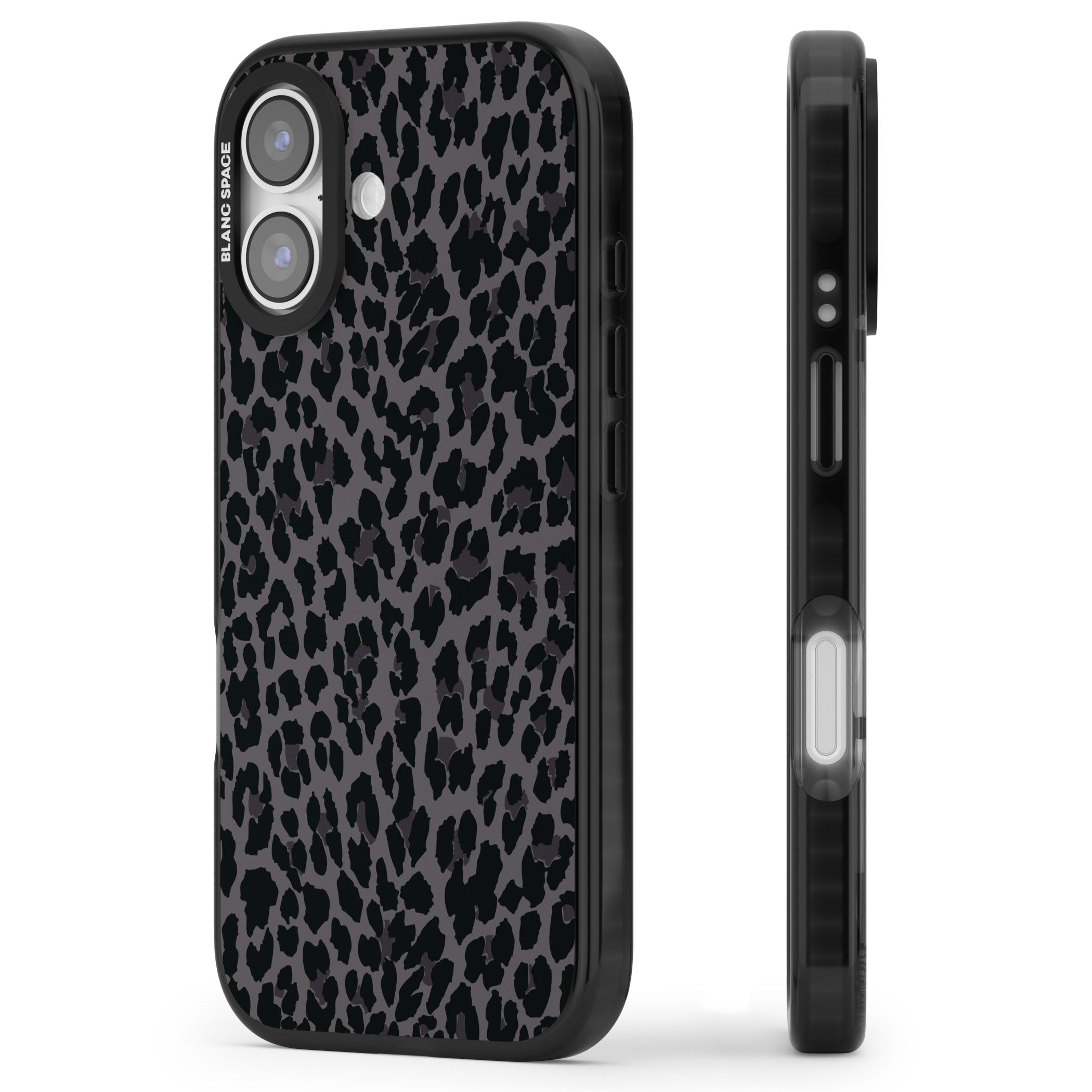 Dark Animal Print iPhone 17 Impact Black Phone Case Side Profile