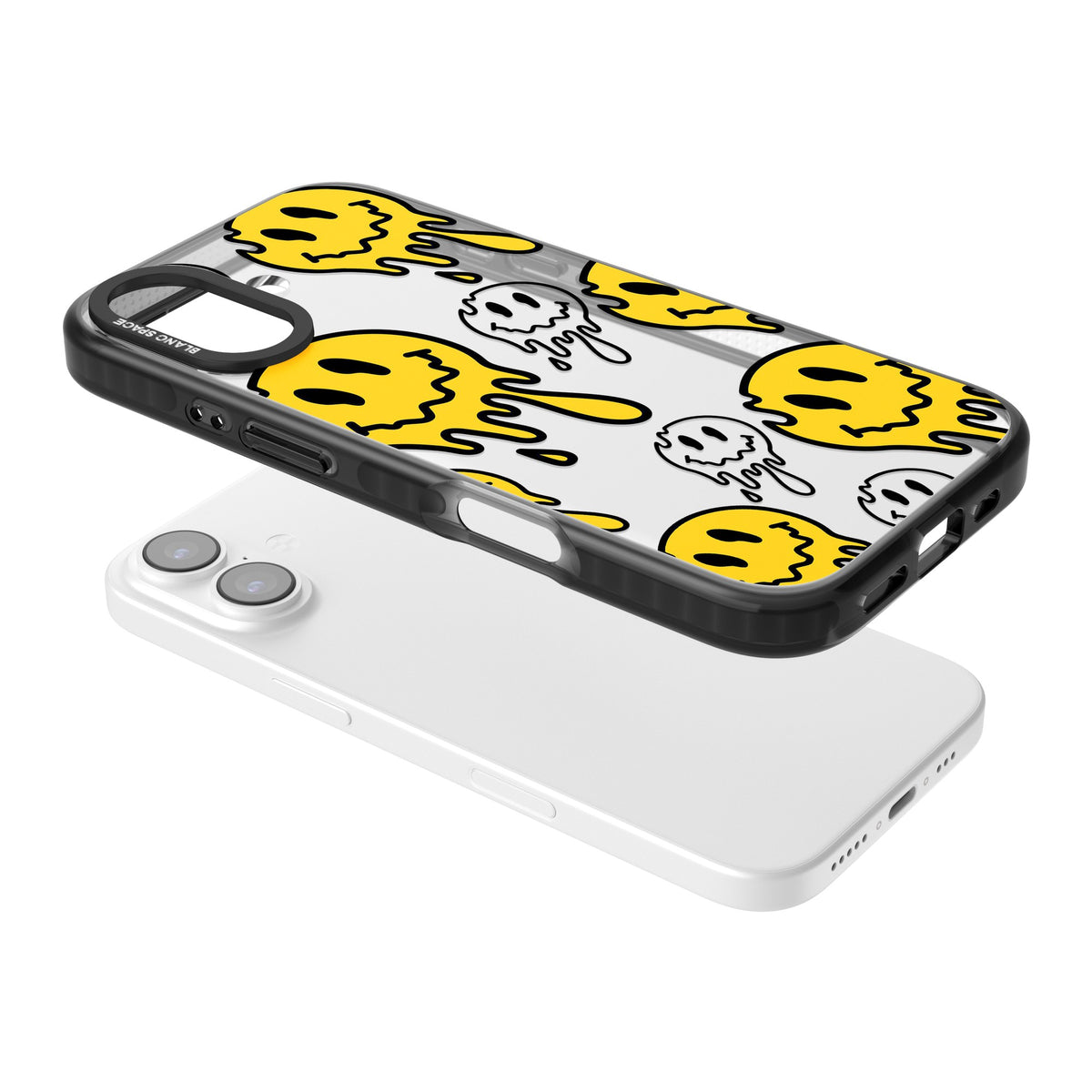 Face Melt iPhone 16 / iPhone 16 Plus / iPhone 17 Impact Black Phone Case angled