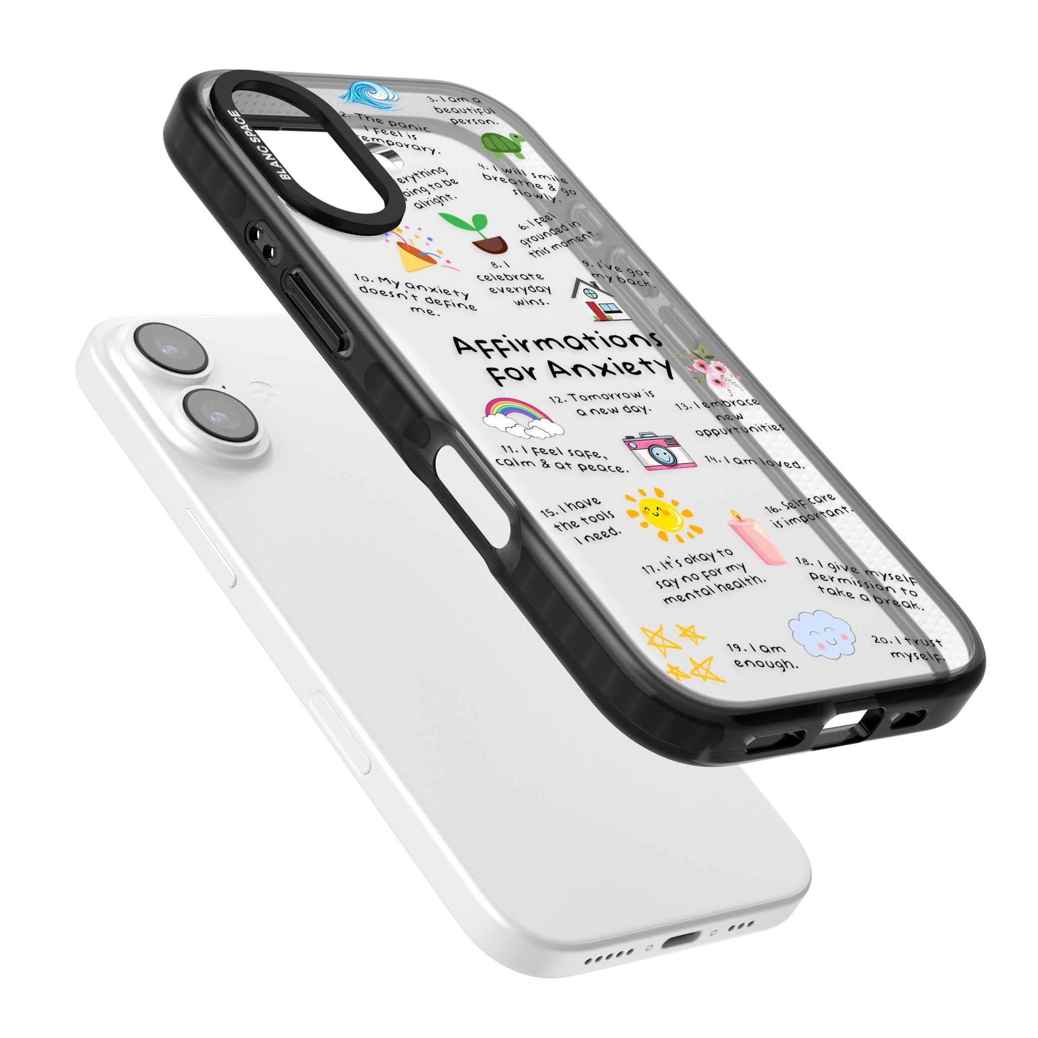 Anxiety Black Text iPhone 17 Impact Black Phone Case Colours