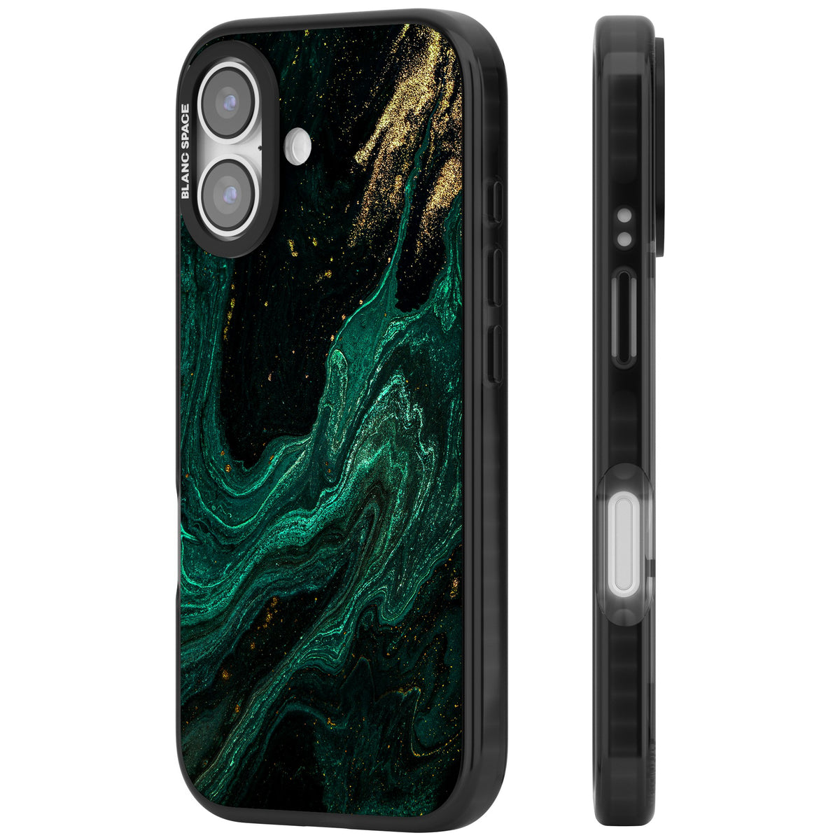 Emerald Lagoon iPhone 16 / iPhone 16 Plus / iPhone 17 Impact Black Phone Case side
