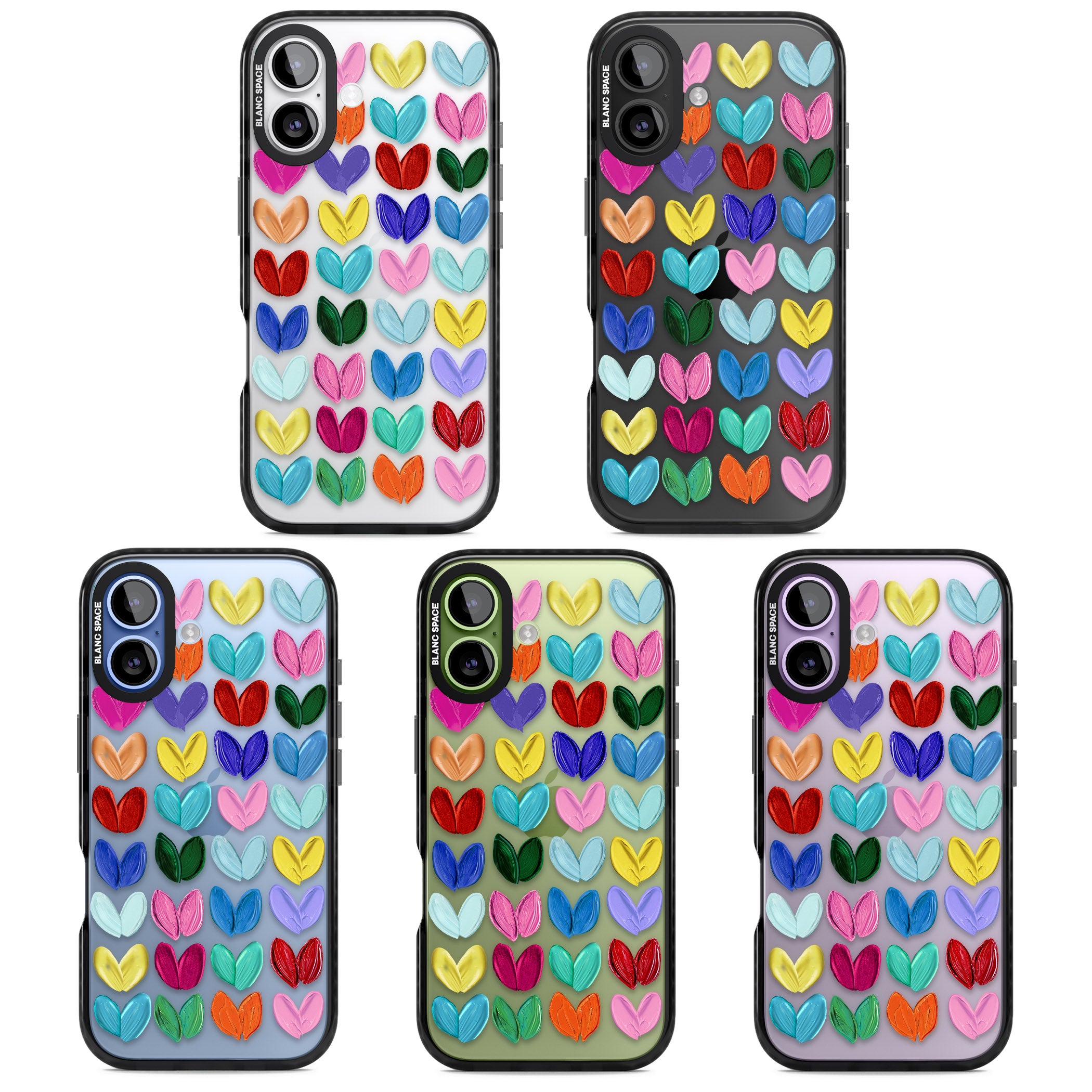 Oil Painted Hearts iPhone 17 Impact Black Phone Case APT Impact Protection