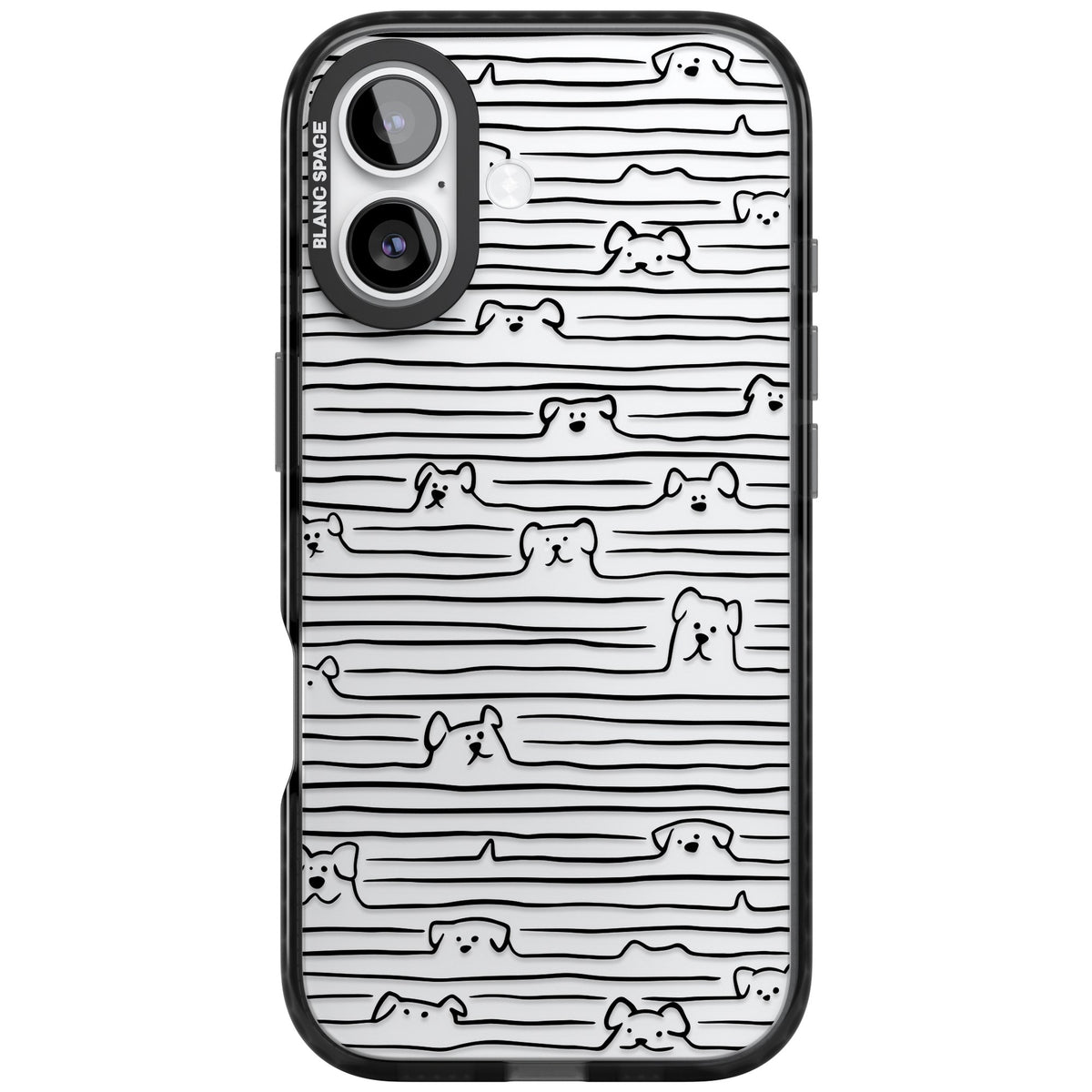 Dog Lines iPhone 16 / iPhone 16 Plus / iPhone 17 Impact Black Phone Case front