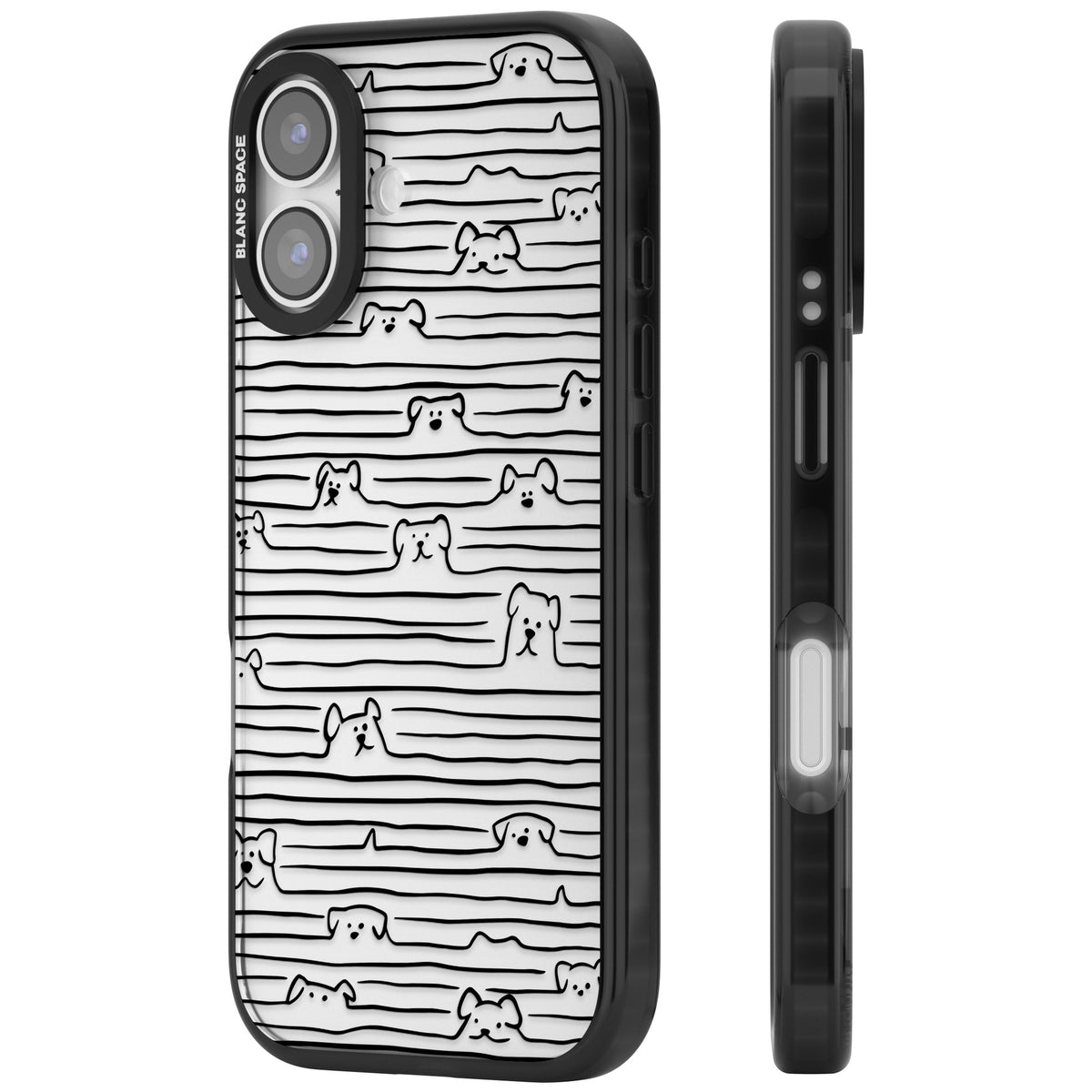Dog Lines iPhone 16 / iPhone 16 Plus / iPhone 17 Impact Black Phone Case side