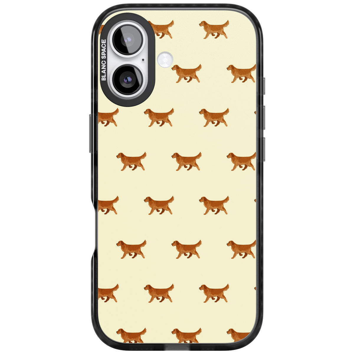 Golden Retriever Dog Pattern iPhone 16 / iPhone 16 Plus / iPhone 17 Impact Black Phone Case front