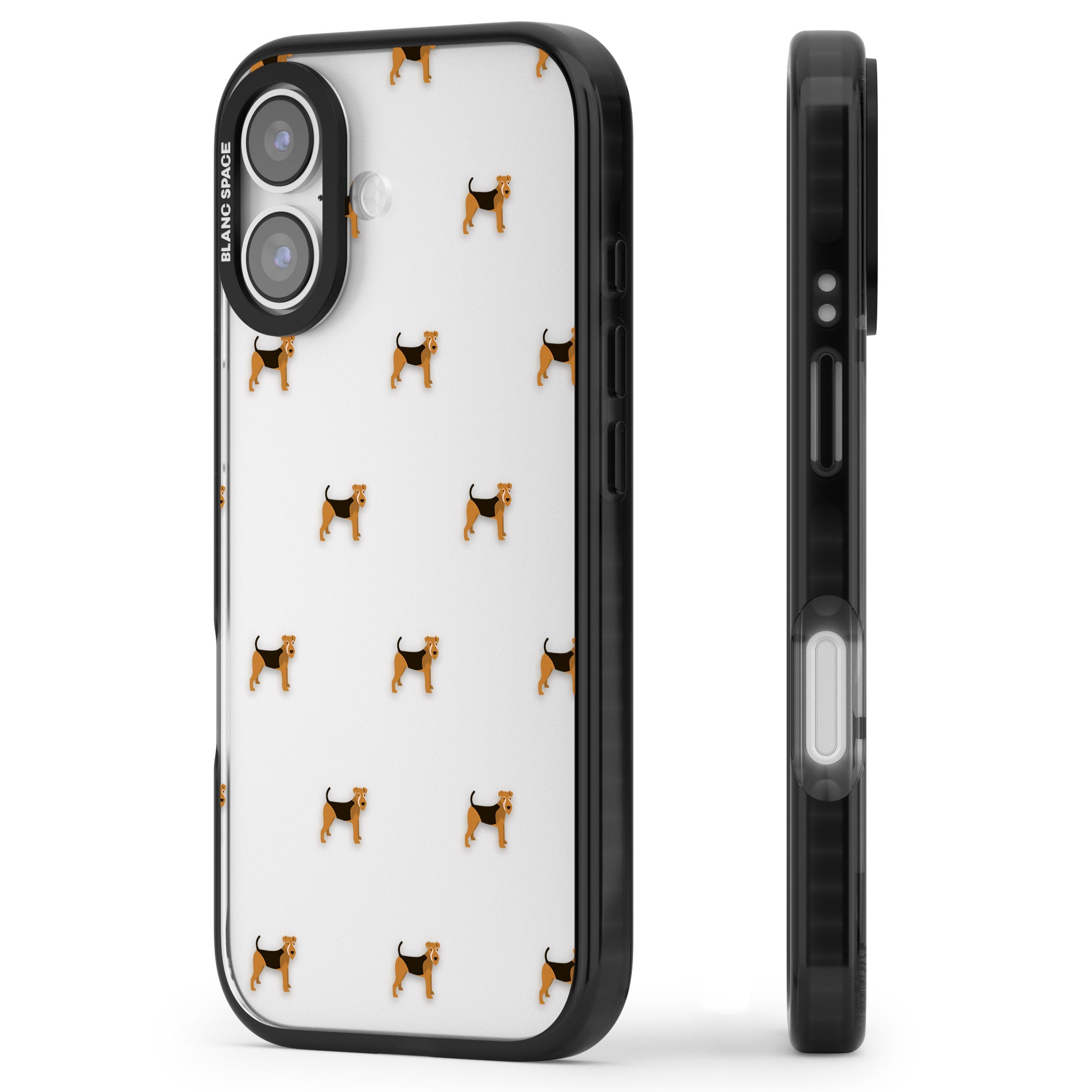 Airedale Terrier Dog Pattern iPhone 17 Impact Black Phone Case Side Profile