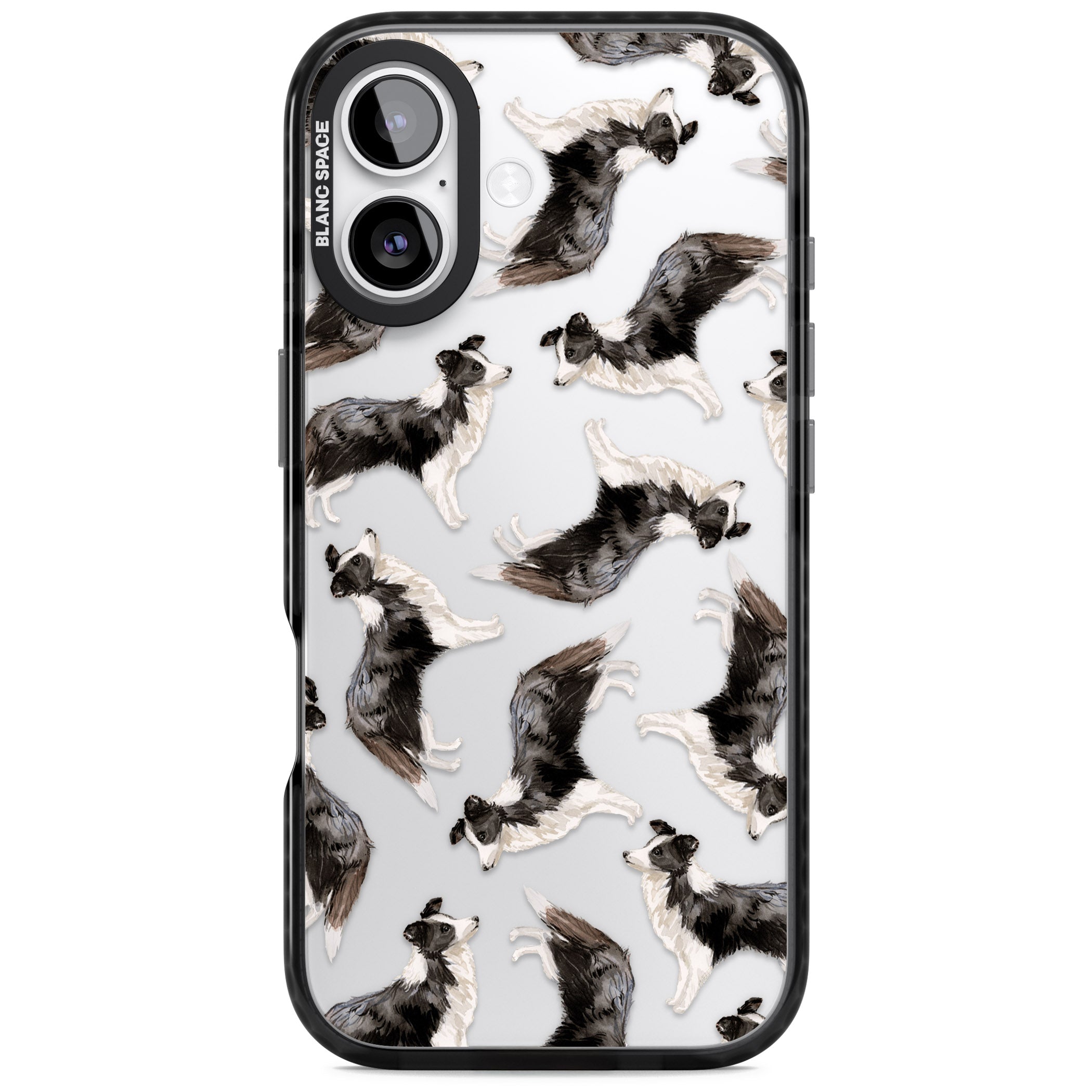 Border Collie Pattern Watercolour iPhone 17 Impact Black Phone Case