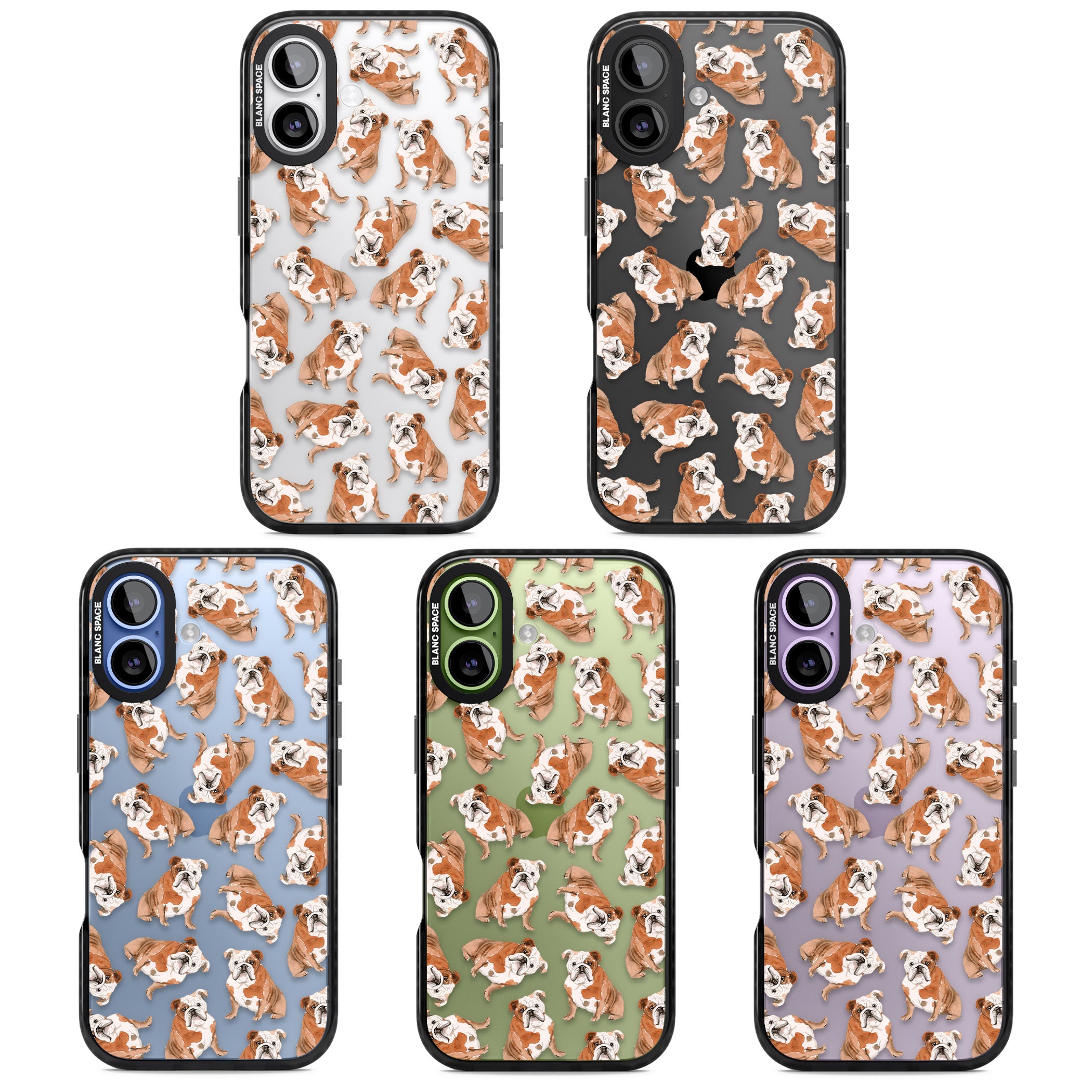 English Bulldog Watercolour Dog Pattern iPhone 17 Impact Black Phone Case APT Impact Protection