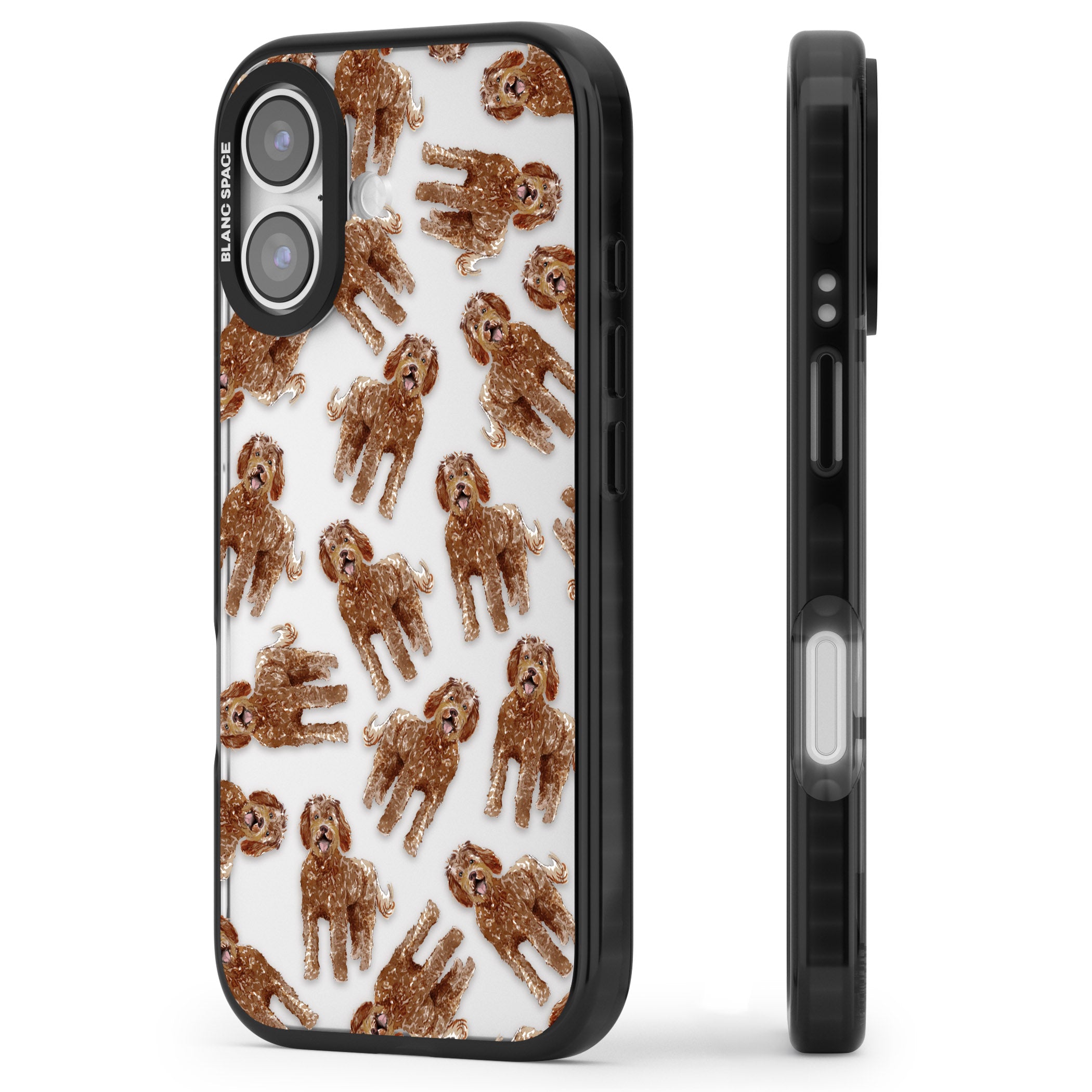 Labradoodle Brown Pattern iPhone 17 Impact Black Phone Case Side Profile