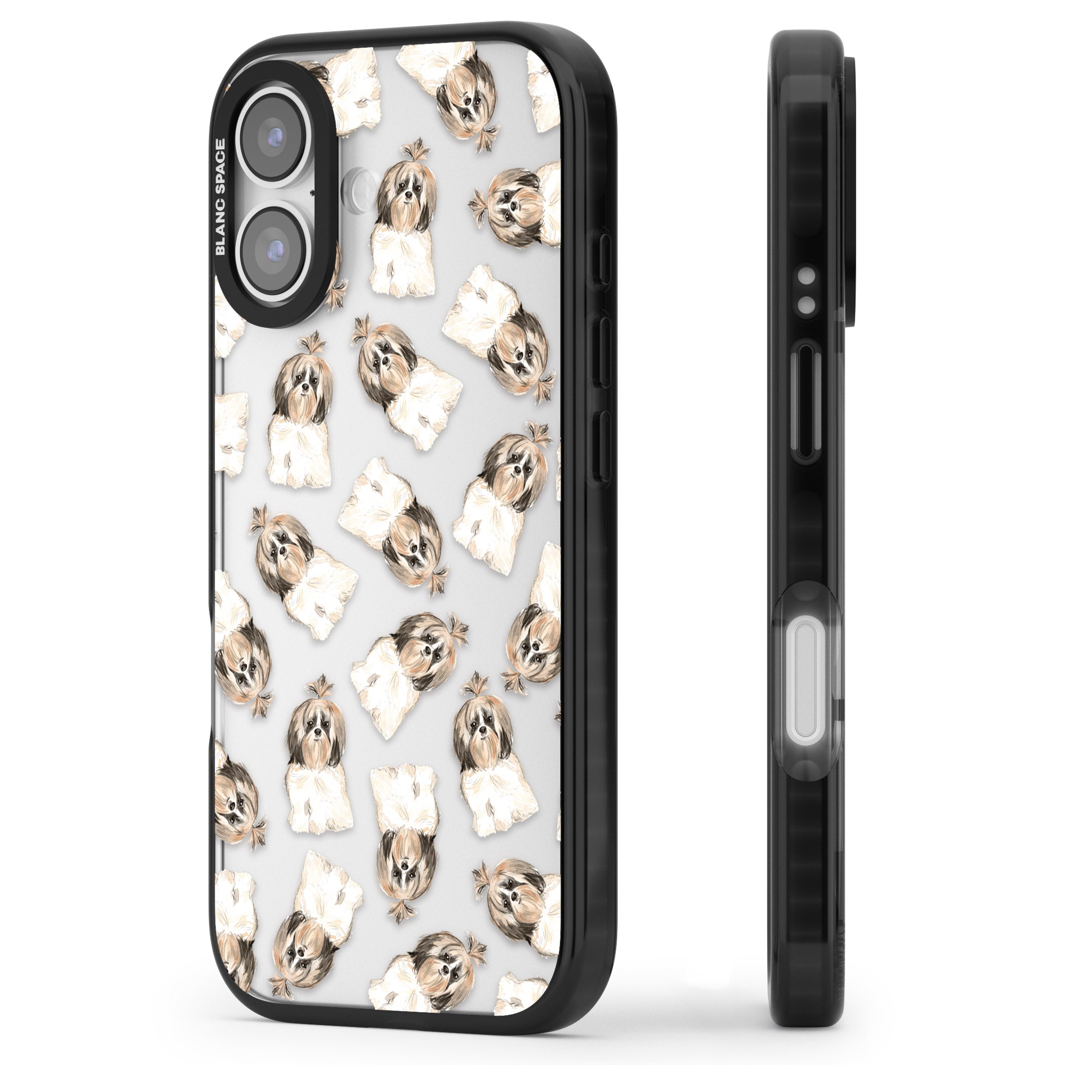 Shih Tzu Pattern Long Hair iPhone 17 Impact Black Phone Case Side Profile