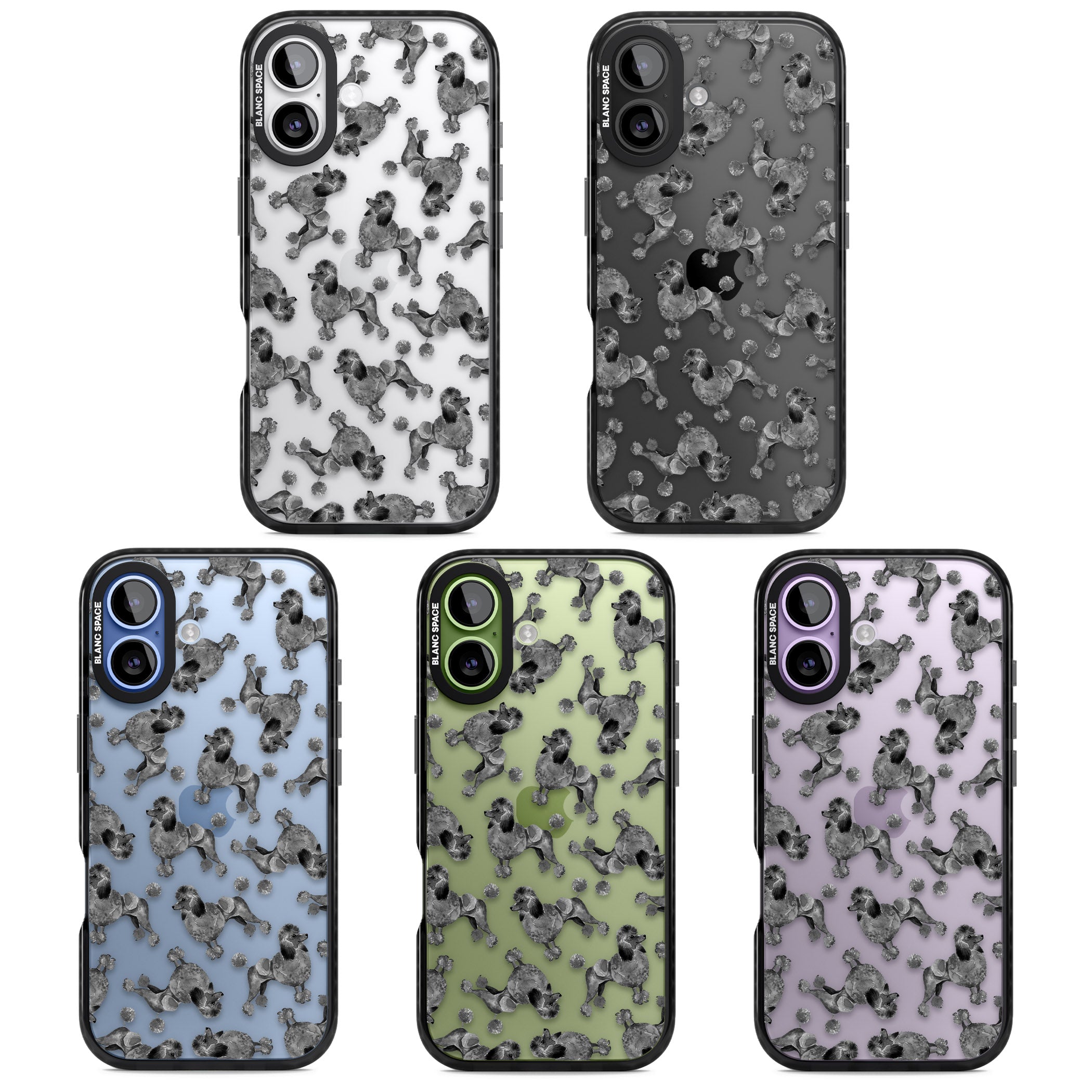 Poodle Pattern iPhone 17 Impact Black Phone Case APT Impact Protection