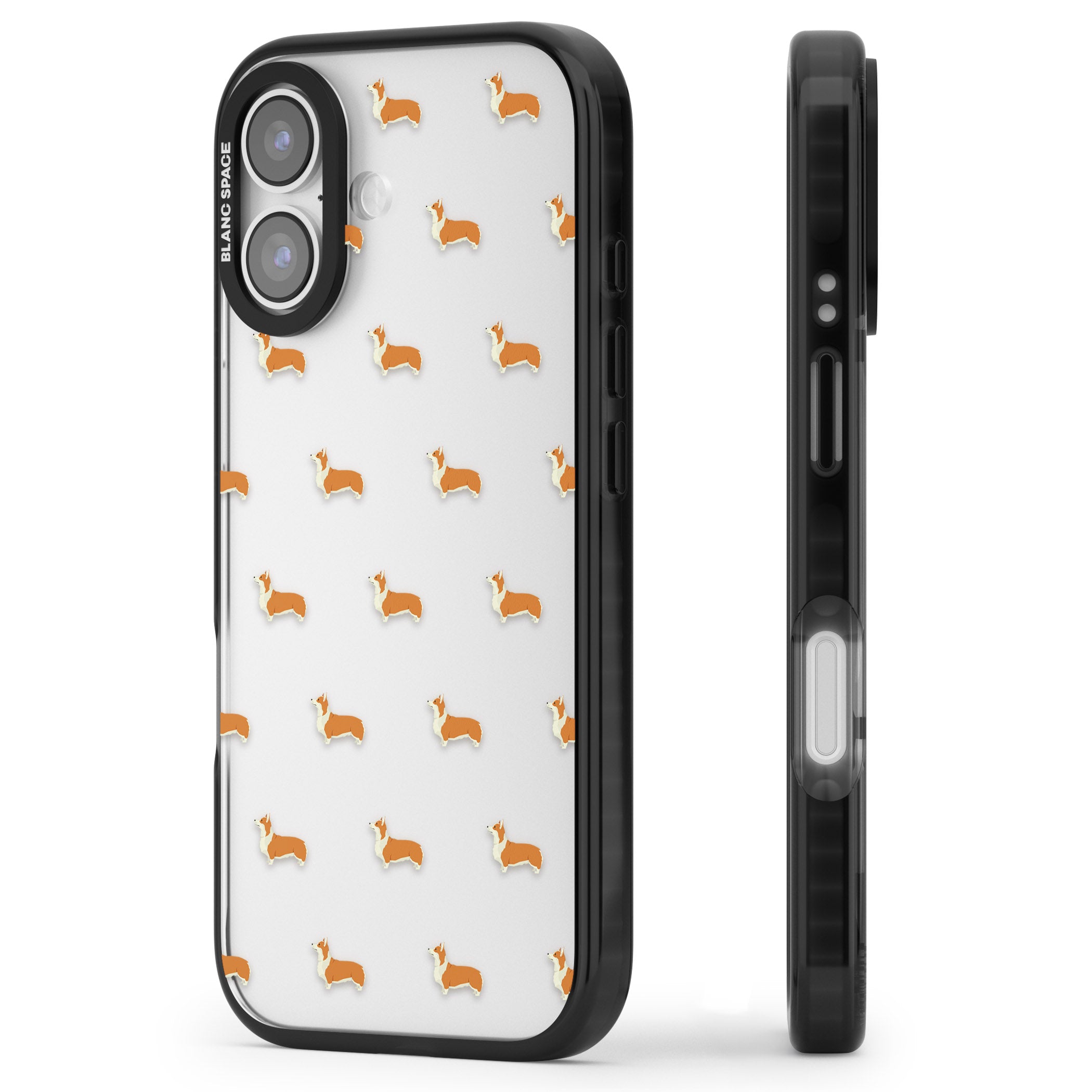 Pembroke Welsh Corgi Pattern iPhone 17 Impact Black Phone Case Side Profile