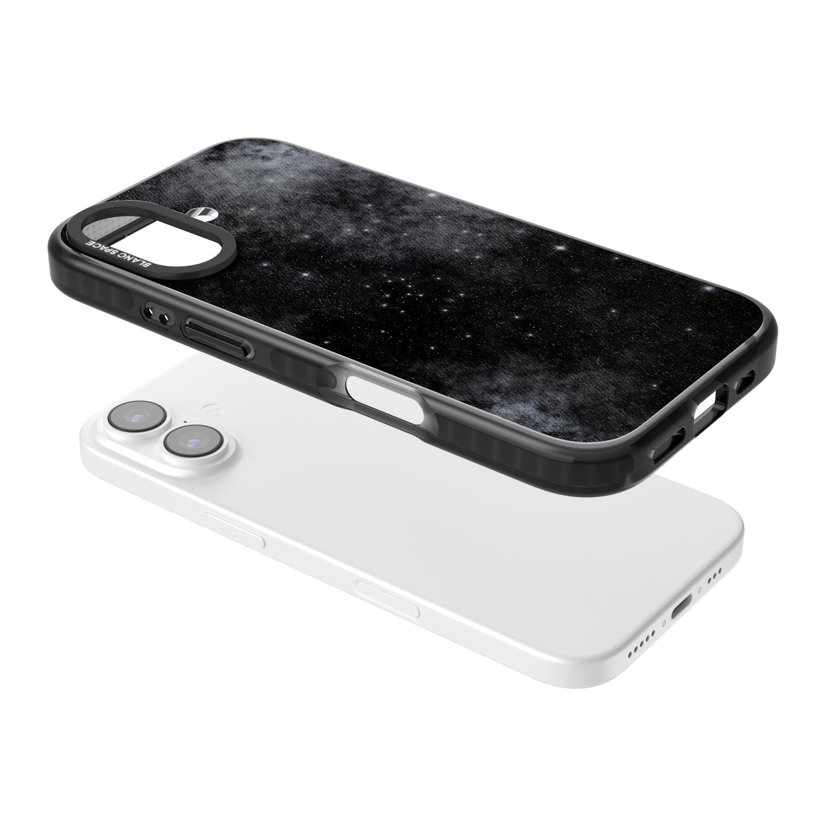 Shimmering Stars iPhone 16 / iPhone 16 Plus / iPhone 17 Impact Black Phone Case angled