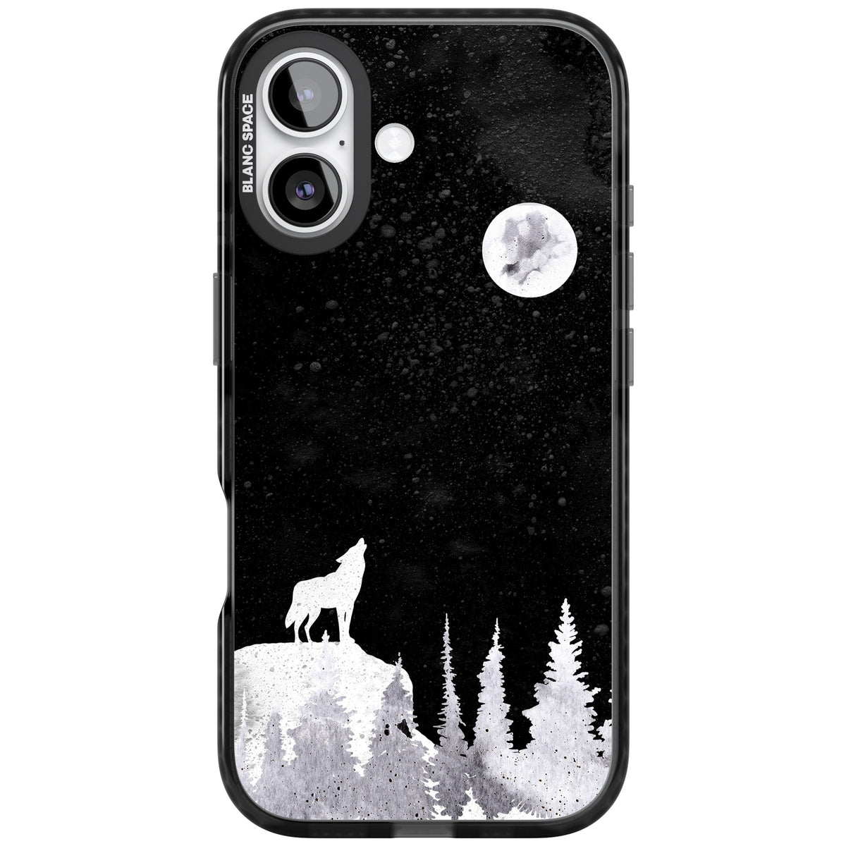 Lunar Howl iPhone 16 / iPhone 16 Plus / iPhone 17 Impact Black Phone Case front