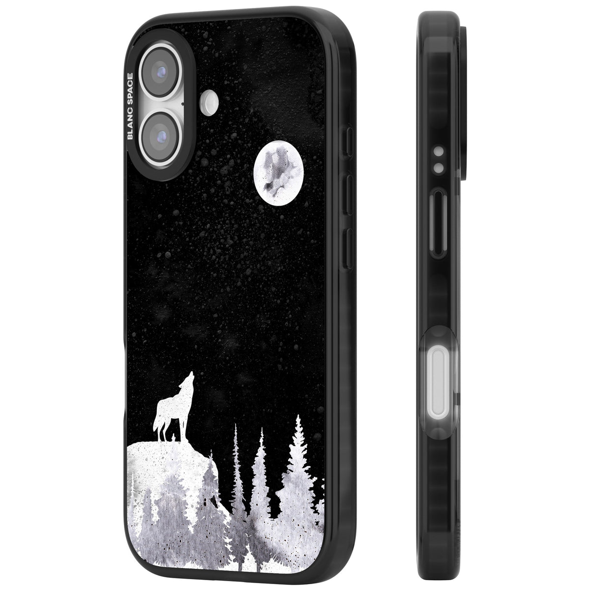 Lunar Howl iPhone 16 / iPhone 16 Plus / iPhone 17 Impact Black Phone Case side