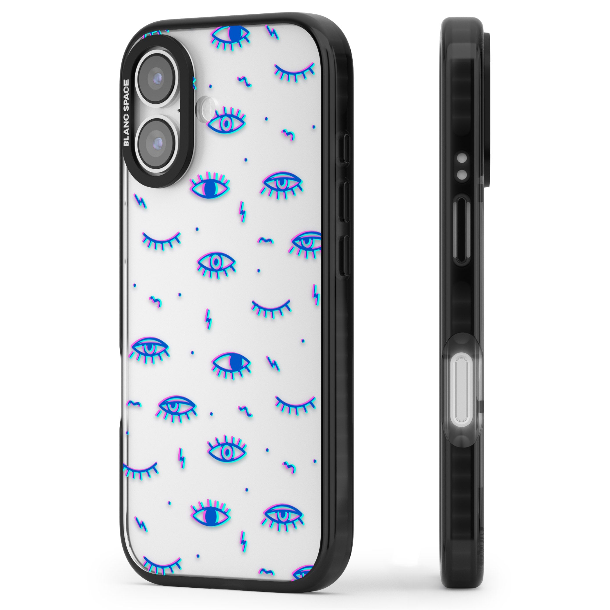 Duotone Psychedelic Eyes iPhone 17 Impact Black Phone Case Side Profile