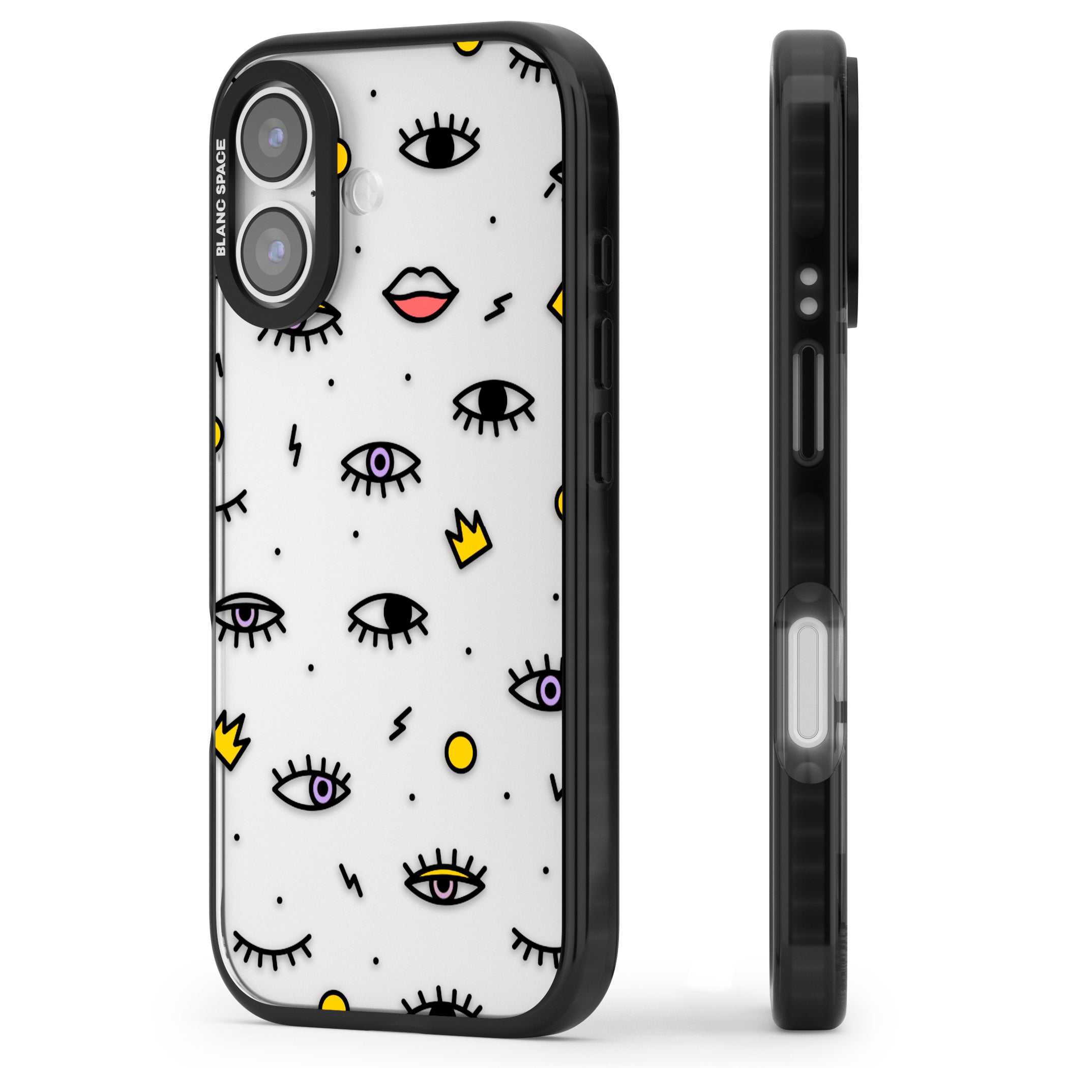 Eyes & Lips Icons iPhone 17 Impact Black Phone Case Side Profile