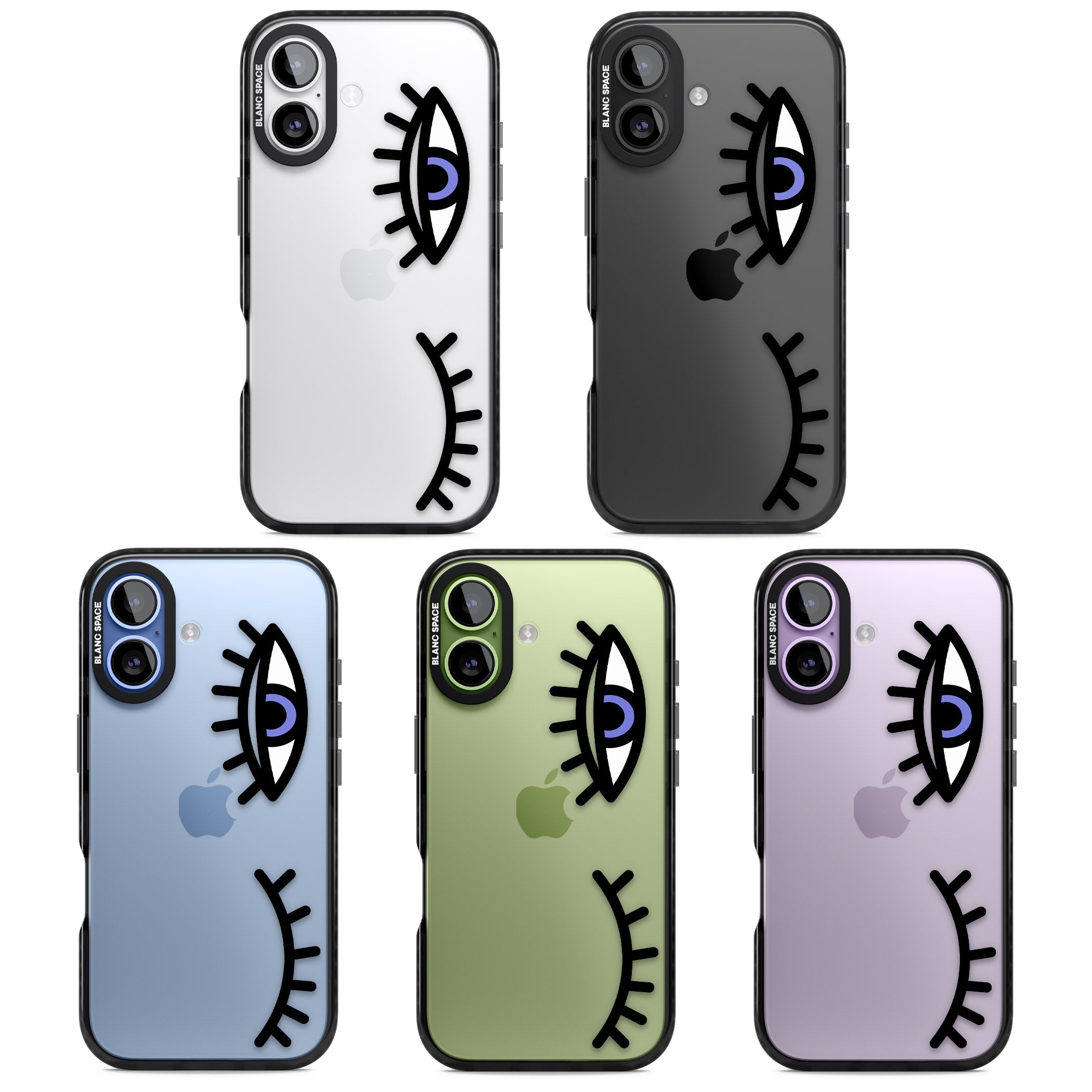 Winking Eyes Transparent Pattern iPhone 17 Impact Black Phone Case APT Impact Protection