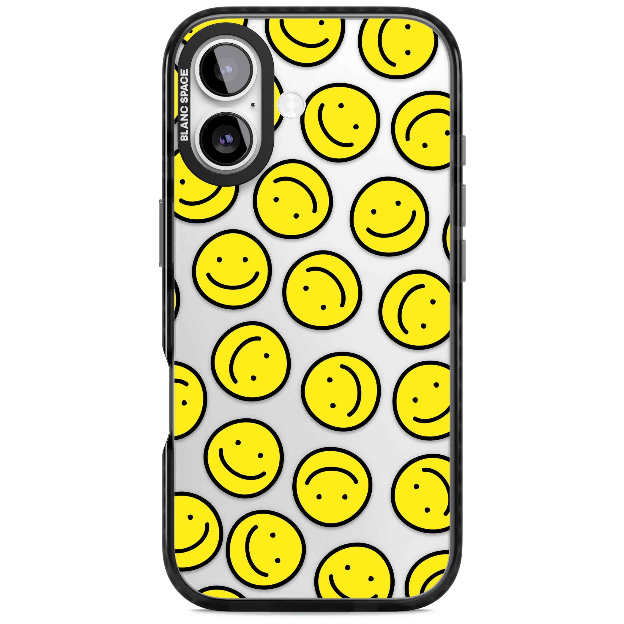 Smiley Face Pattern iPhone 17 Impact Black Phone Case