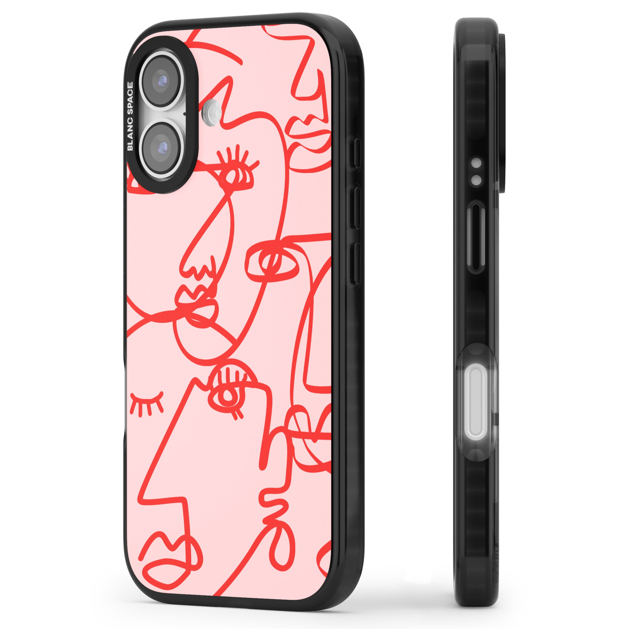 Red Line Art iPhone 17 Impact Black Phone Case Side Profile