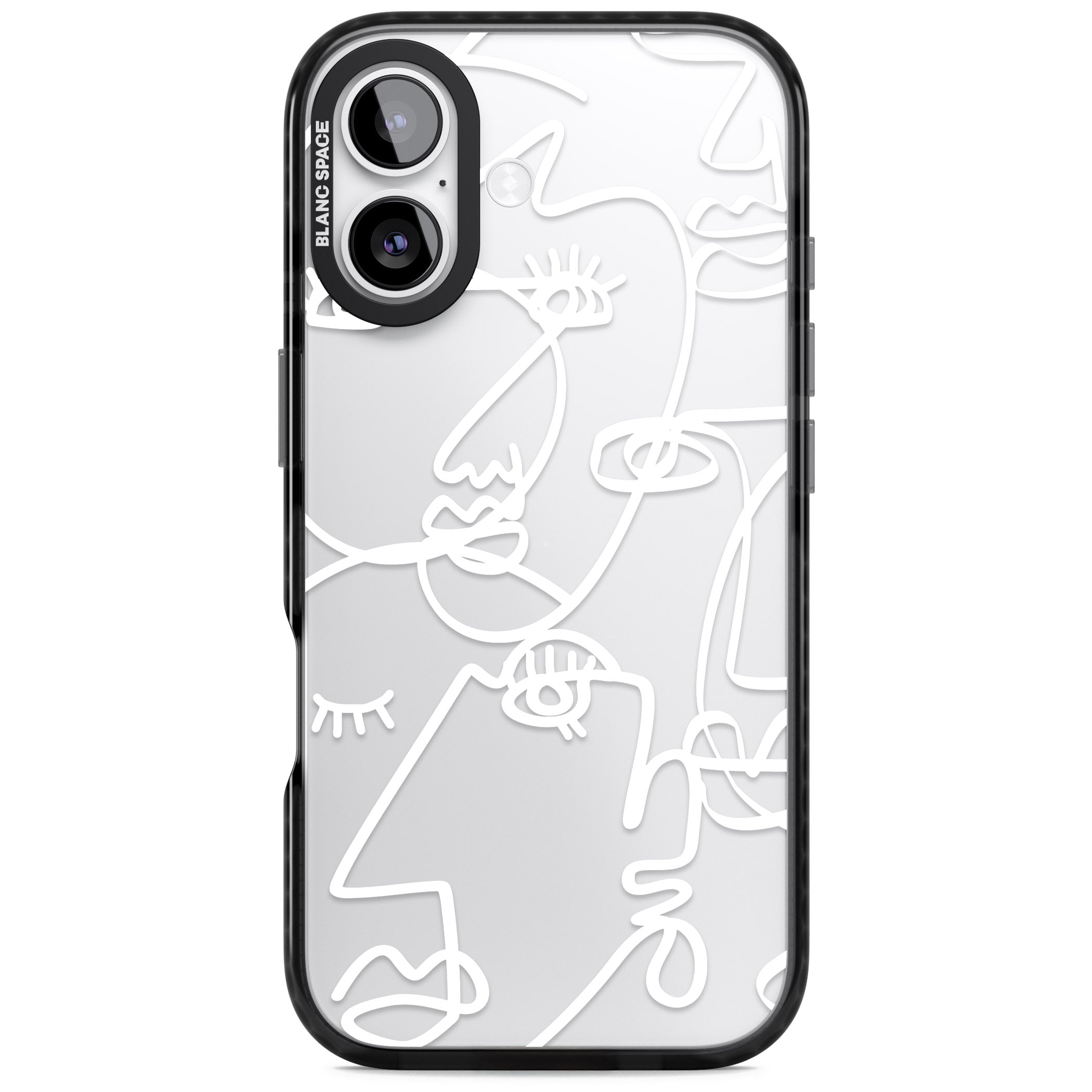 Abstract Line Art White Clear iPhone 17 Impact Black Phone Case