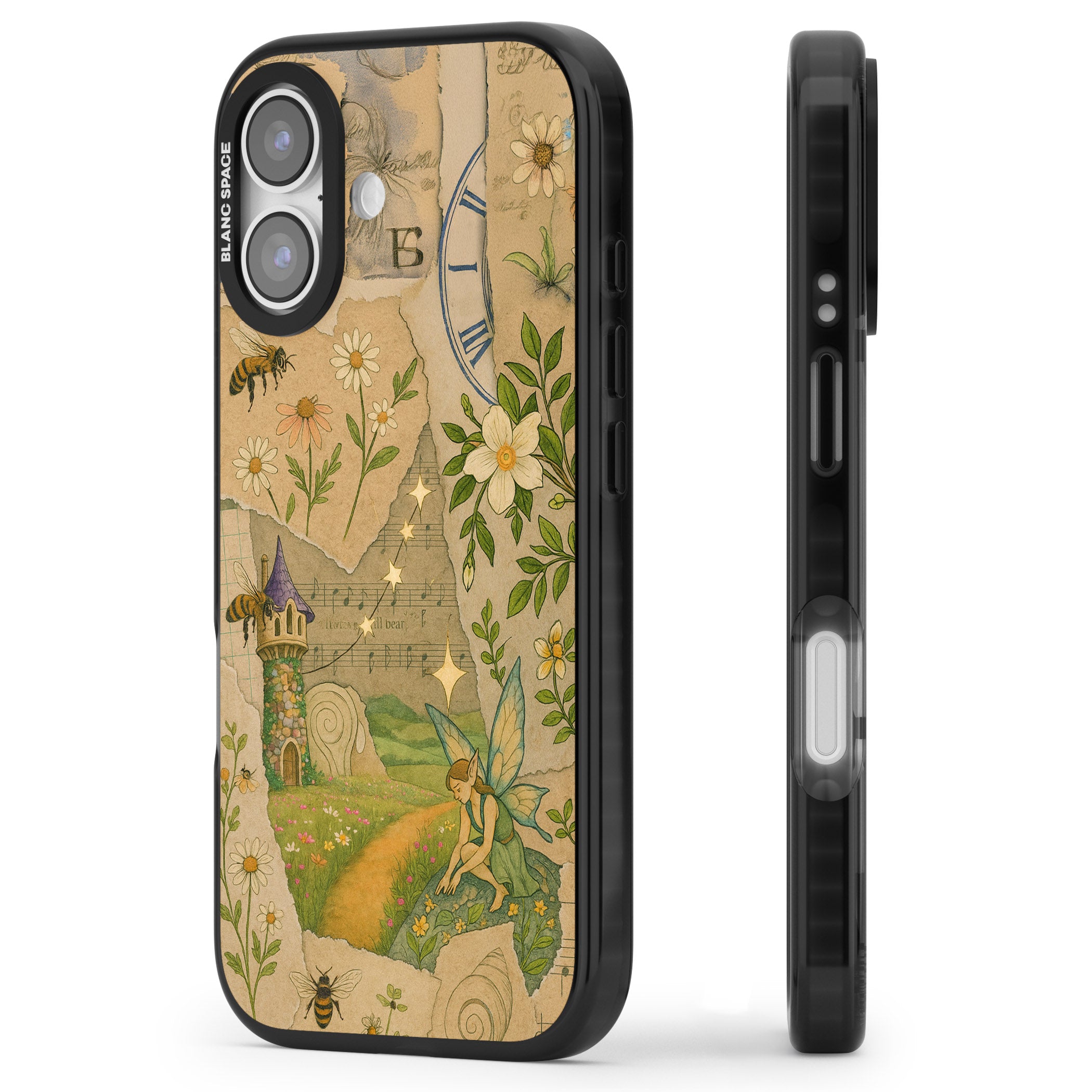 Floral Fairy Collage iPhone 17 Impact Black Phone Case Side Profile