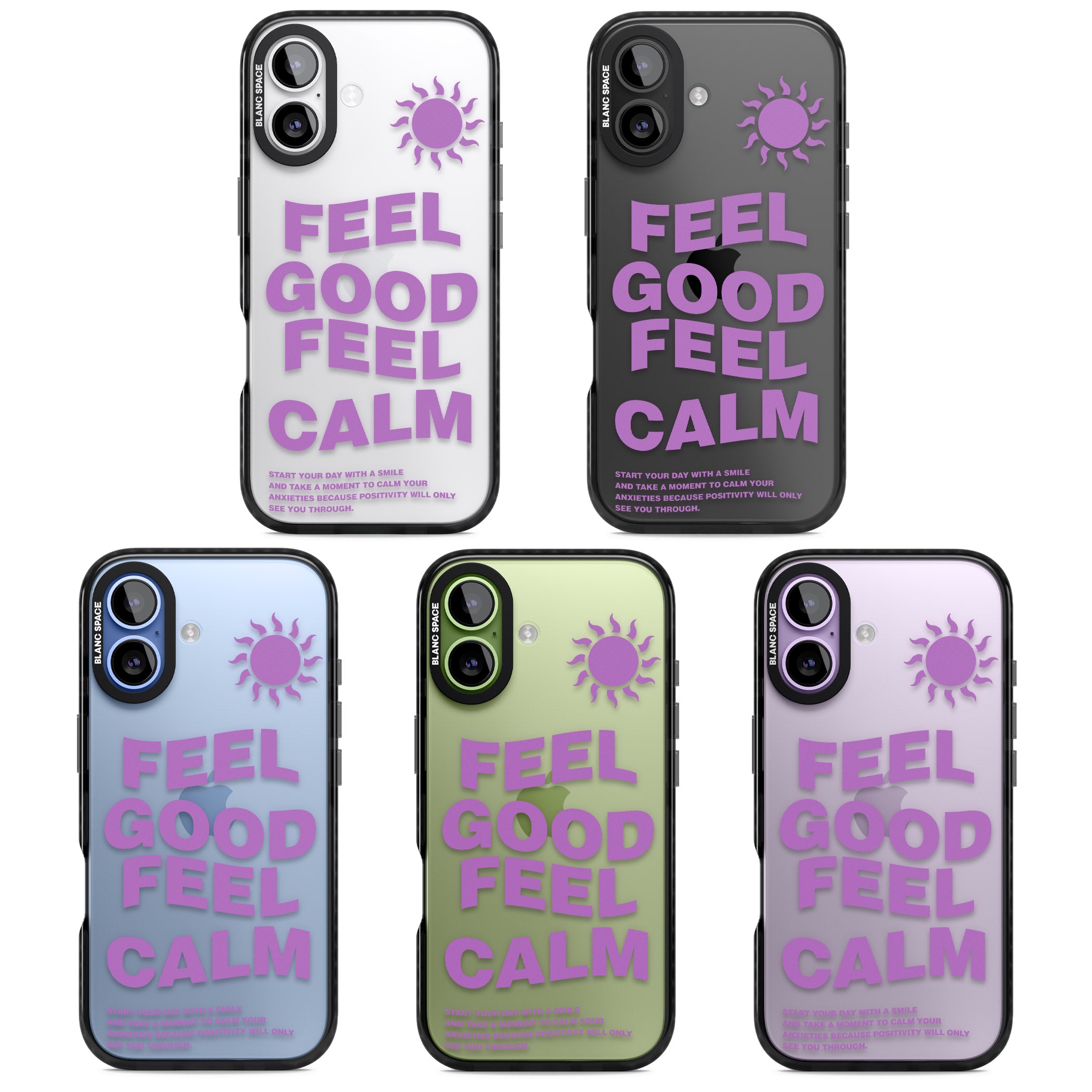 Feel Good Feel Calm (Purple) iPhone 17 Impact Black Phone Case APT Impact Protection