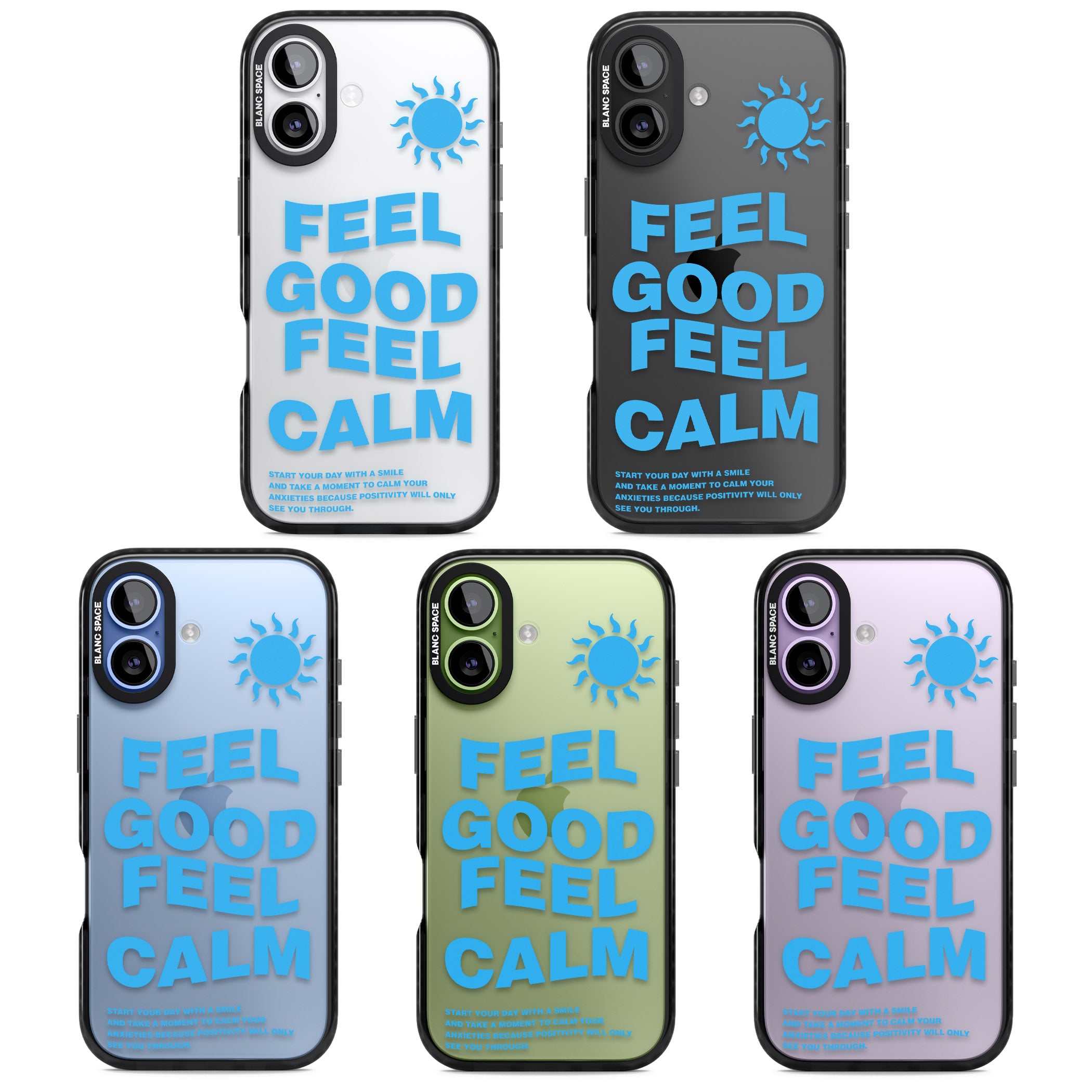 Feel Good Feel Calm (Blue) iPhone 17 Impact Black Phone Case APT Impact Protection