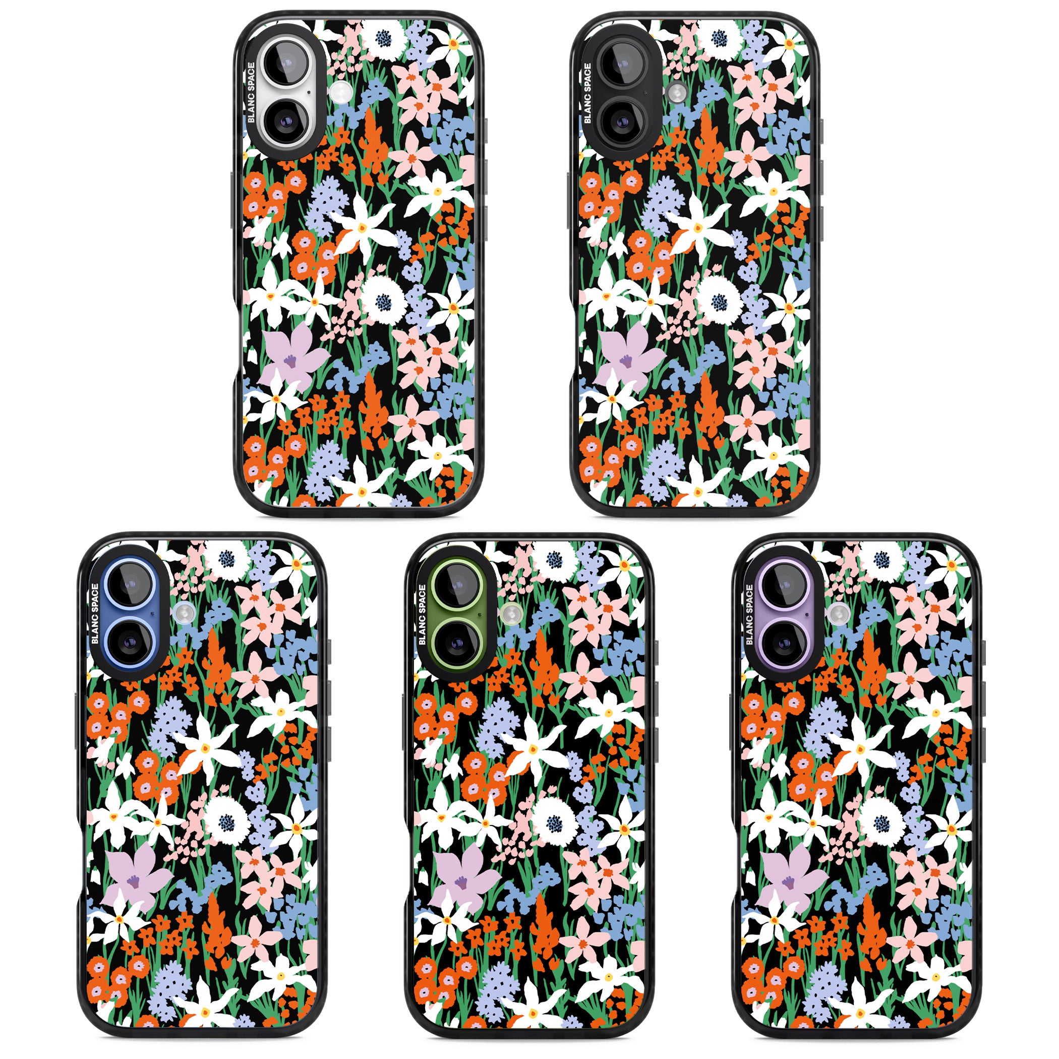 Floral Bloom Meadow Solid iPhone 17 Impact Black Phone Case APT Impact Protection
