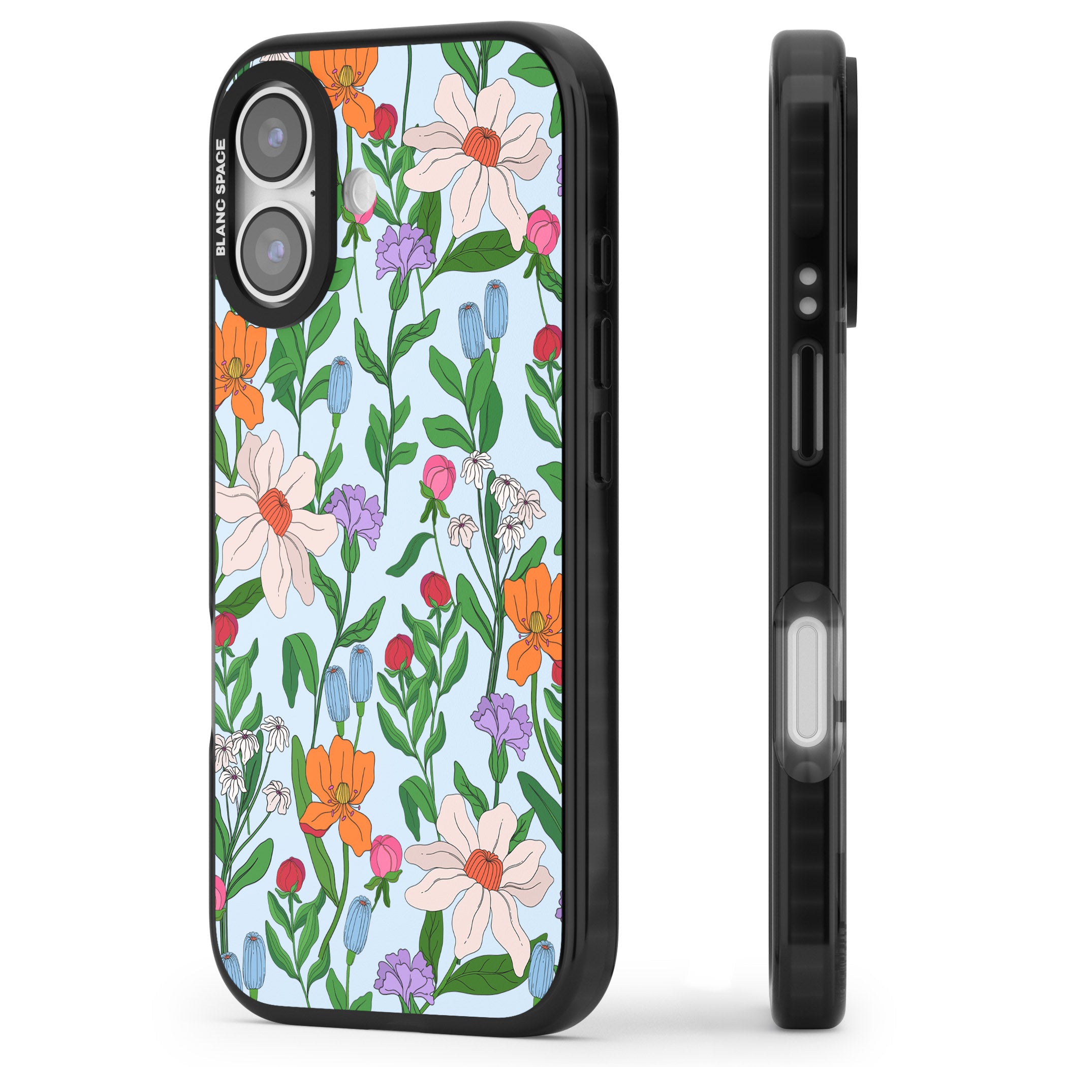 Full Bloom Background iPhone 17 Impact Black Phone Case Side Profile