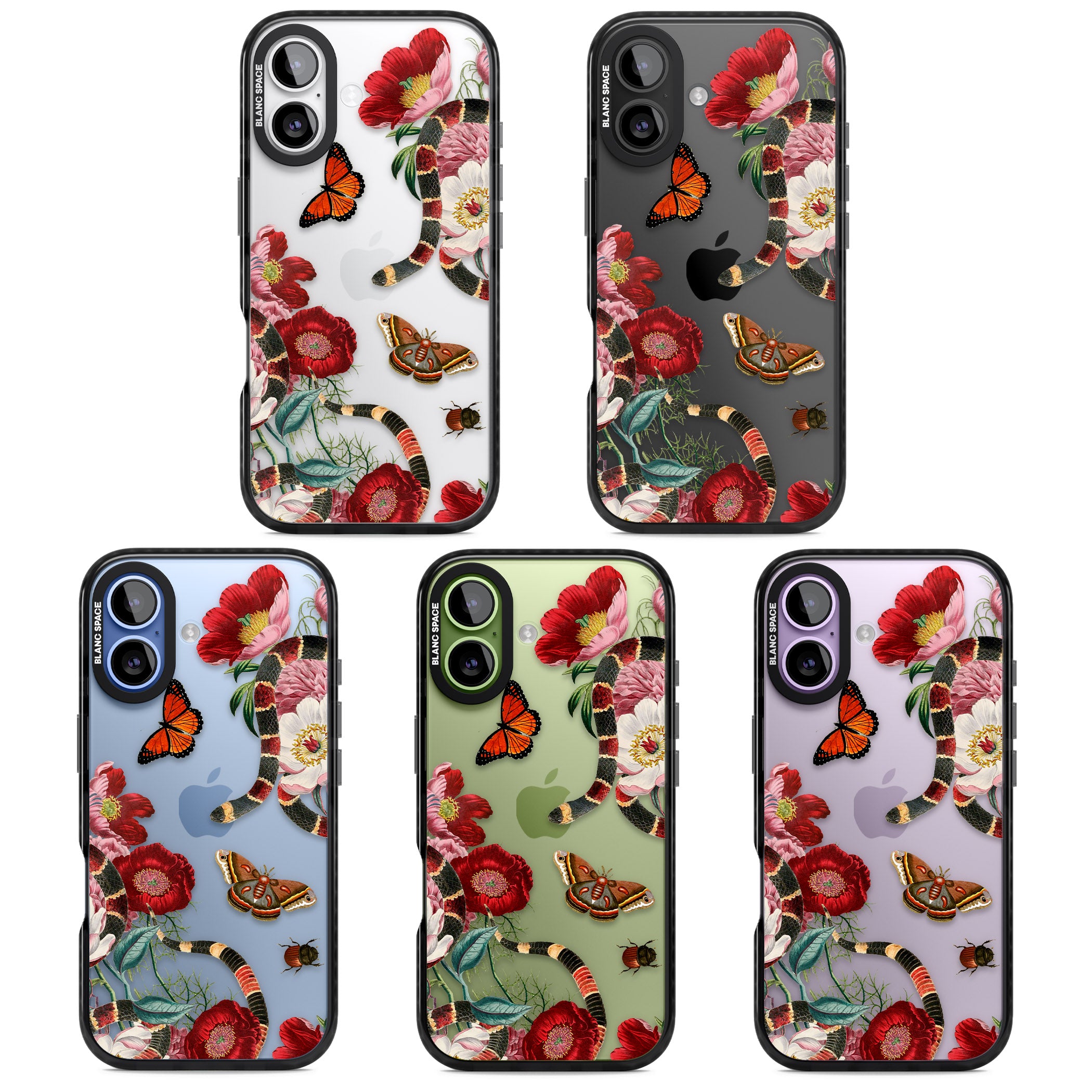 Botanical Snake iPhone 17 Impact Black Phone Case APT Impact Protection