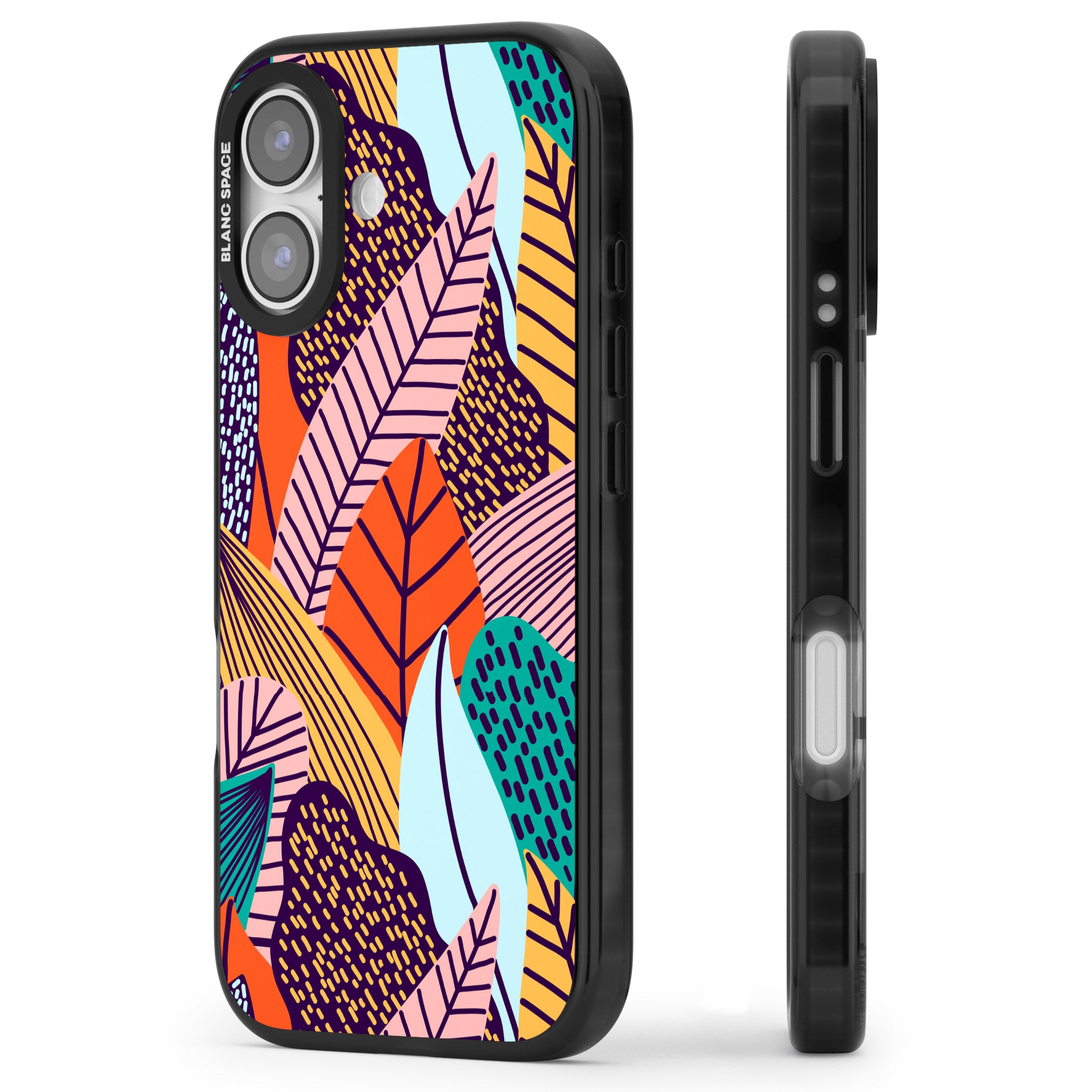 Abstract Leaves iPhone 17 Impact Black Phone Case Side Profile