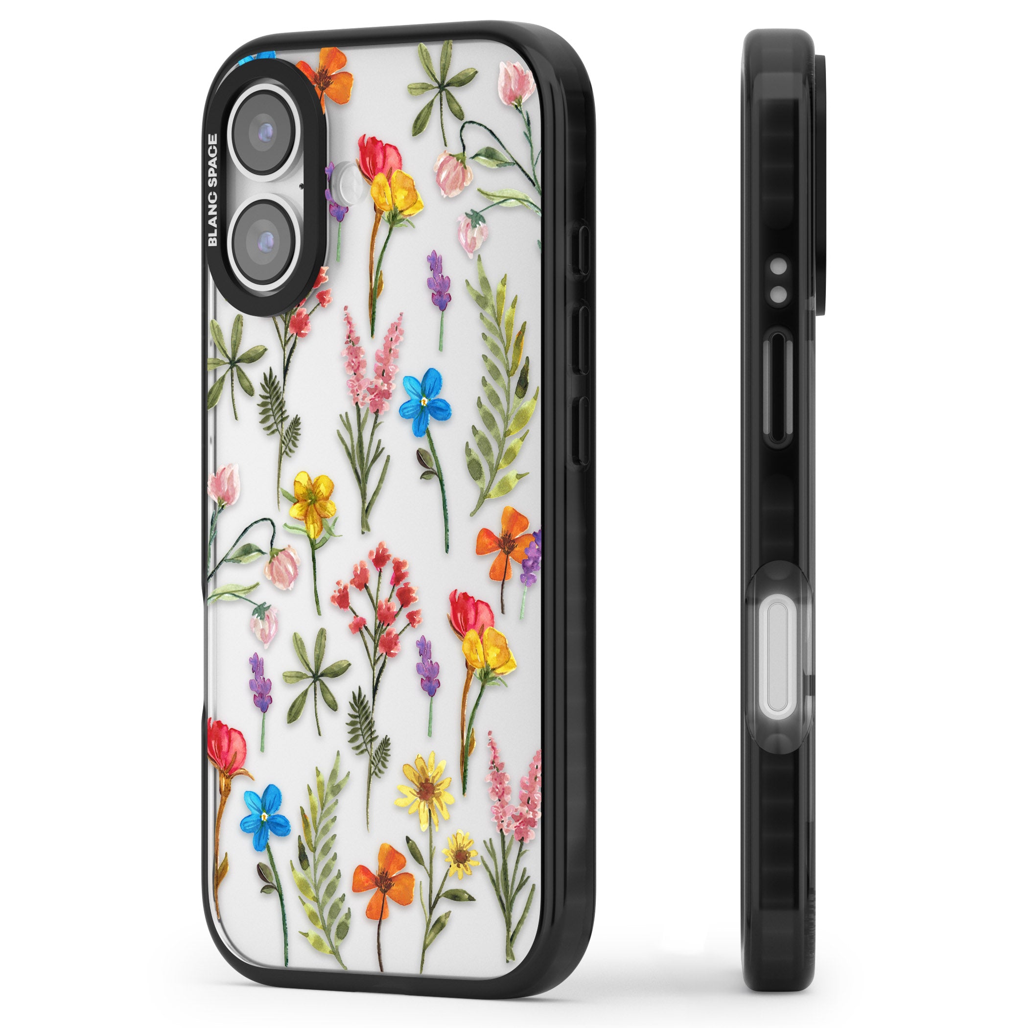 Spring Botanicals iPhone 17 Impact Black Phone Case Side Profile